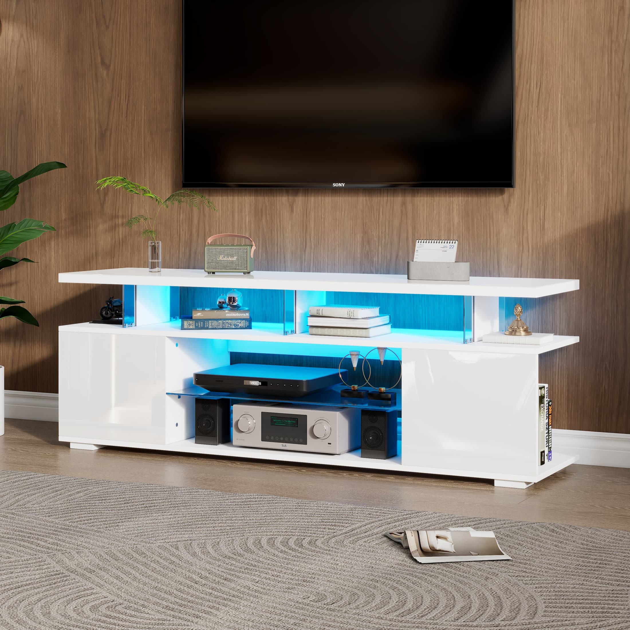 autolock Lowboard TV-Schrank Hochglanz mit LED-Beleuchtung für 60-Zoll-Fern günstig online kaufen