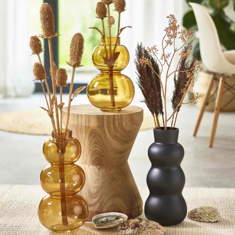 Seyila Home Dekovase Glasvase matt schwarz, Vase, Blumenvase, Deko