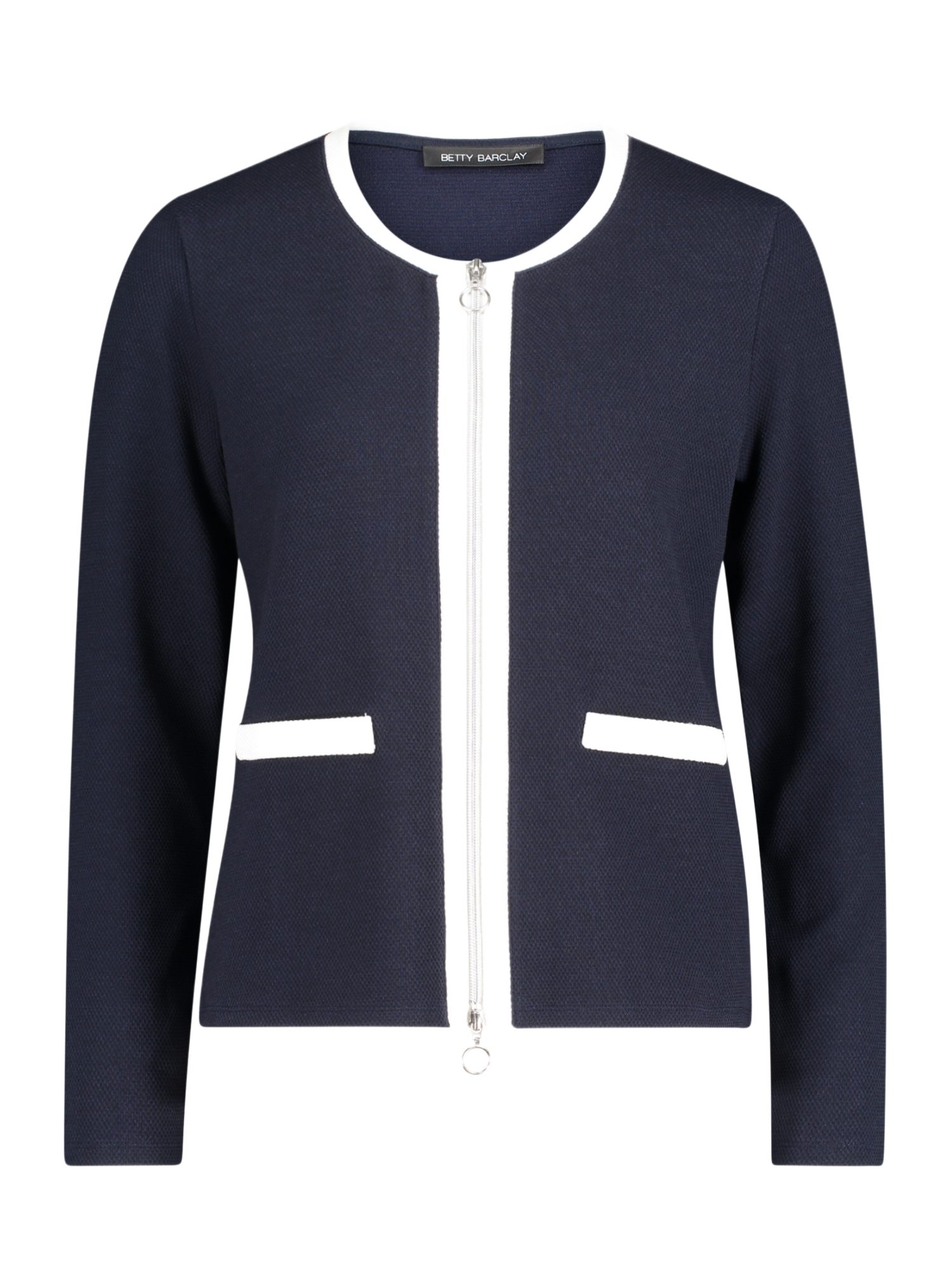 Betty Barclay Kurzjacke blau,Casual,Polyester,Unifarben,Rundhals,Lang,Tailliert