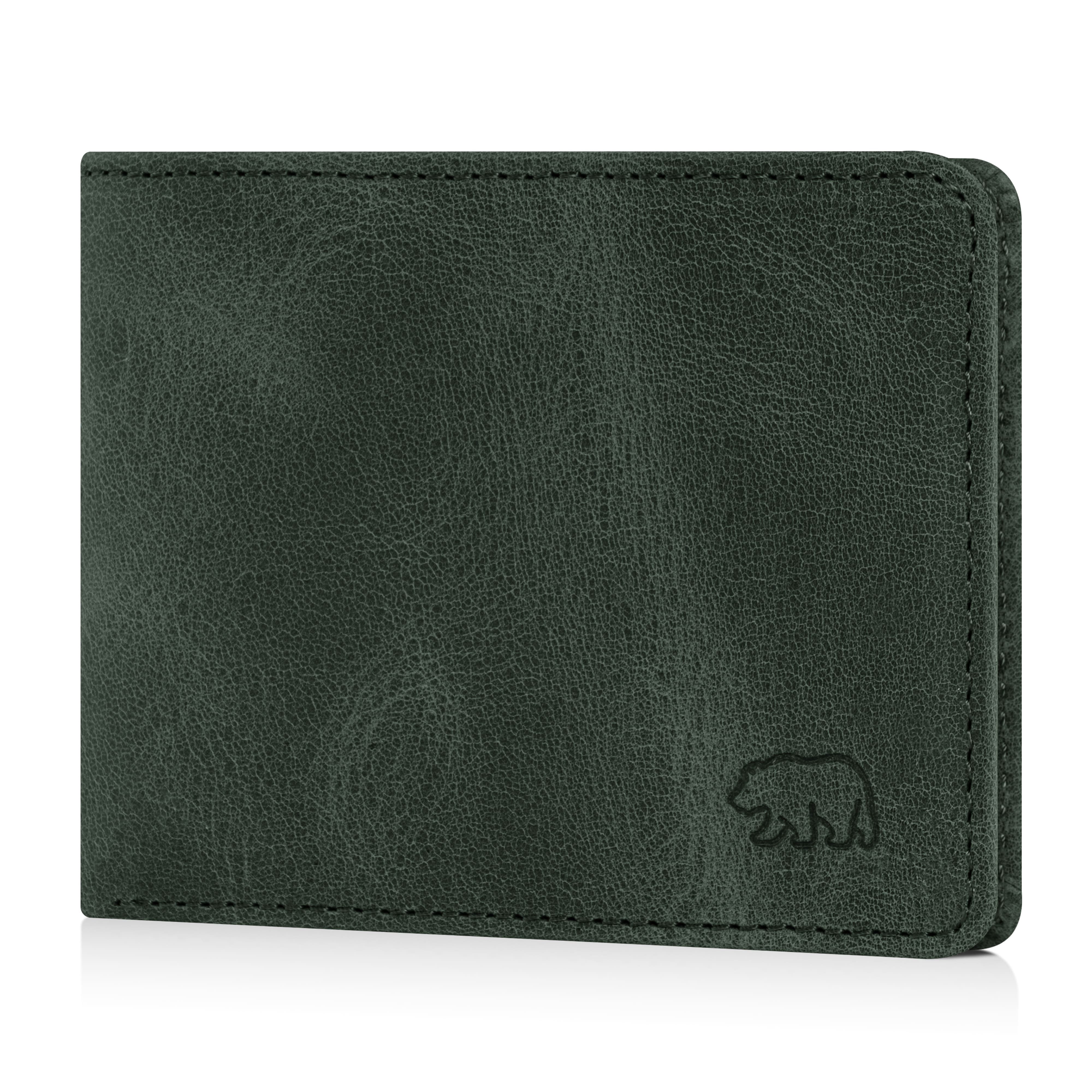Brown Bear Geldbörse 8061 - mit 6 Kartenfächern und RFID-Schutz, aus Echtleder Farbe Olive-Vintage