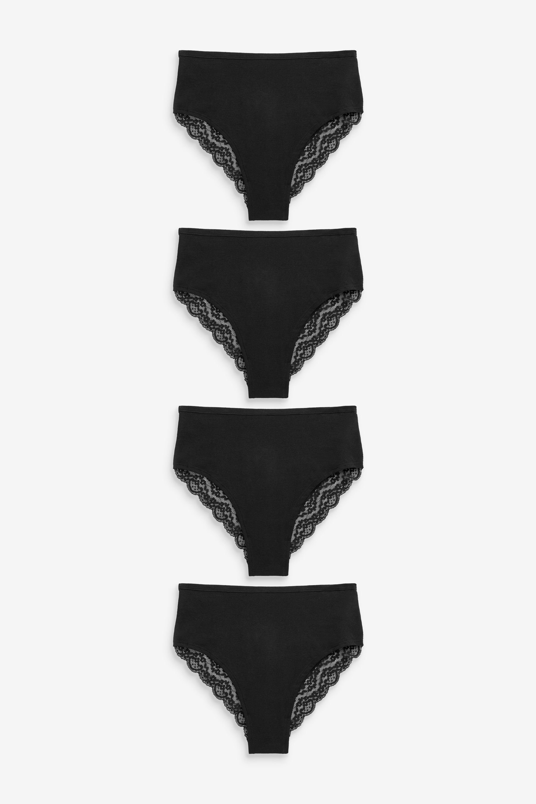 Next High-Waist-Slip Hochbund-Spitzenslips 4er-Pack, hoher Beinschnitt (4-St)