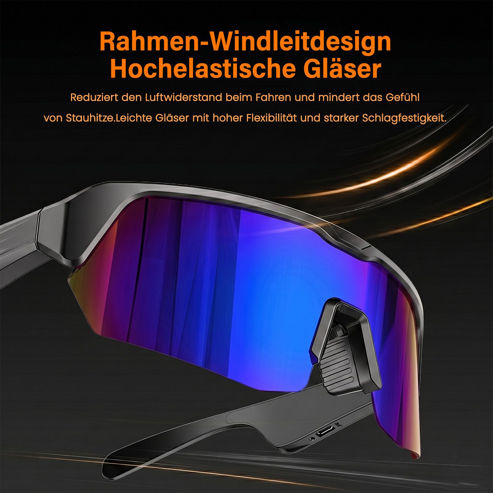 MOPUEA Sonnenbrille Bluetooth Sportbrille Fahrradbrille Open-Ear Audio Freisprechfunktion (Bluetooth Sportbrille mit Freisprechfunktion, Kabellose Sportbrille m – Bild 5 von 5