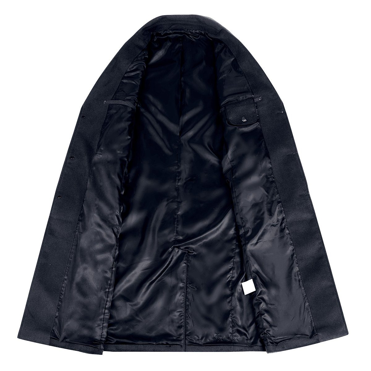 Allthemen Langmantel Herren Knielang Wollmantel Slim Fit Wintermantel