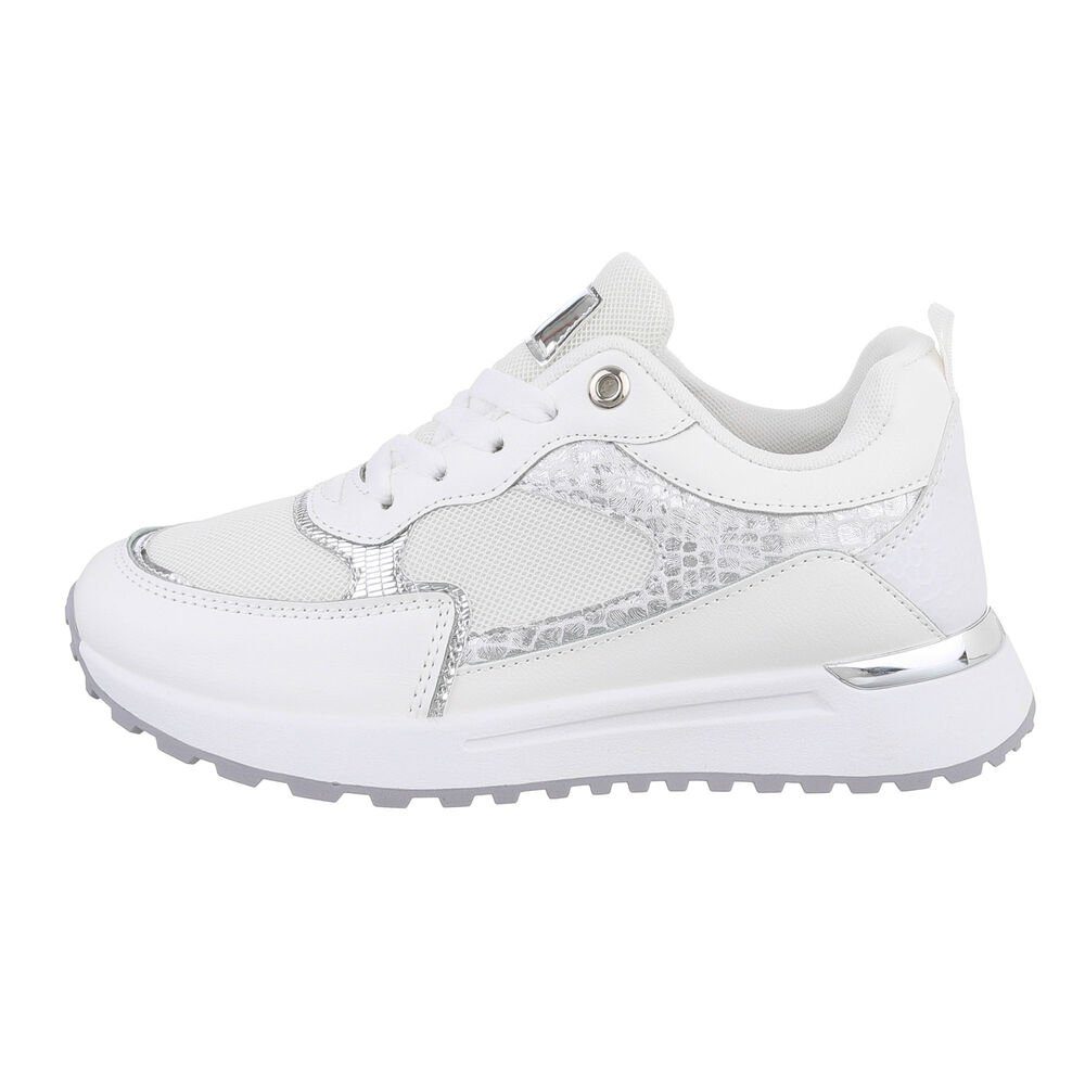 Ital-Design Damen Low-Top Freizeit Sneaker Keilabsatz/Wedge Sneakers Low in Weiß | Sneaker