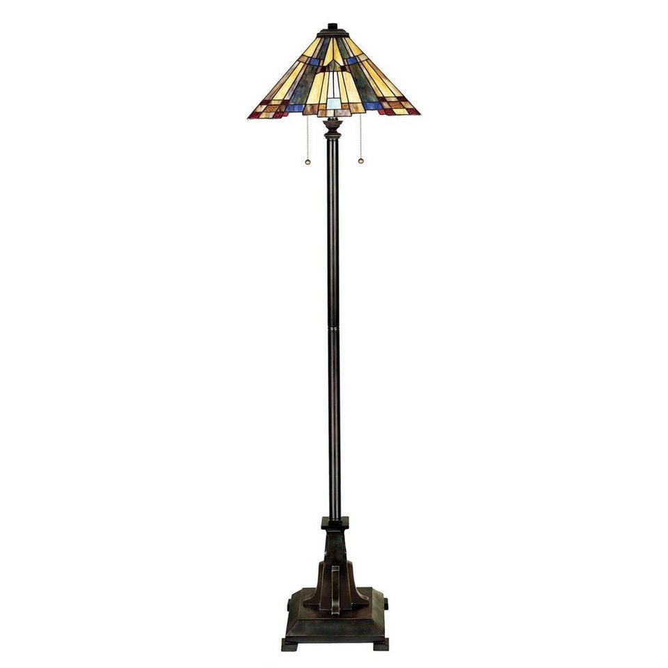 Licht-Erlebnisse Stehlampe ETERNO 6, ohne Leuchtmittel, Stehleuchte Gelb  Bronze E27 157,5 cm Glas Metall Tiffany Stil