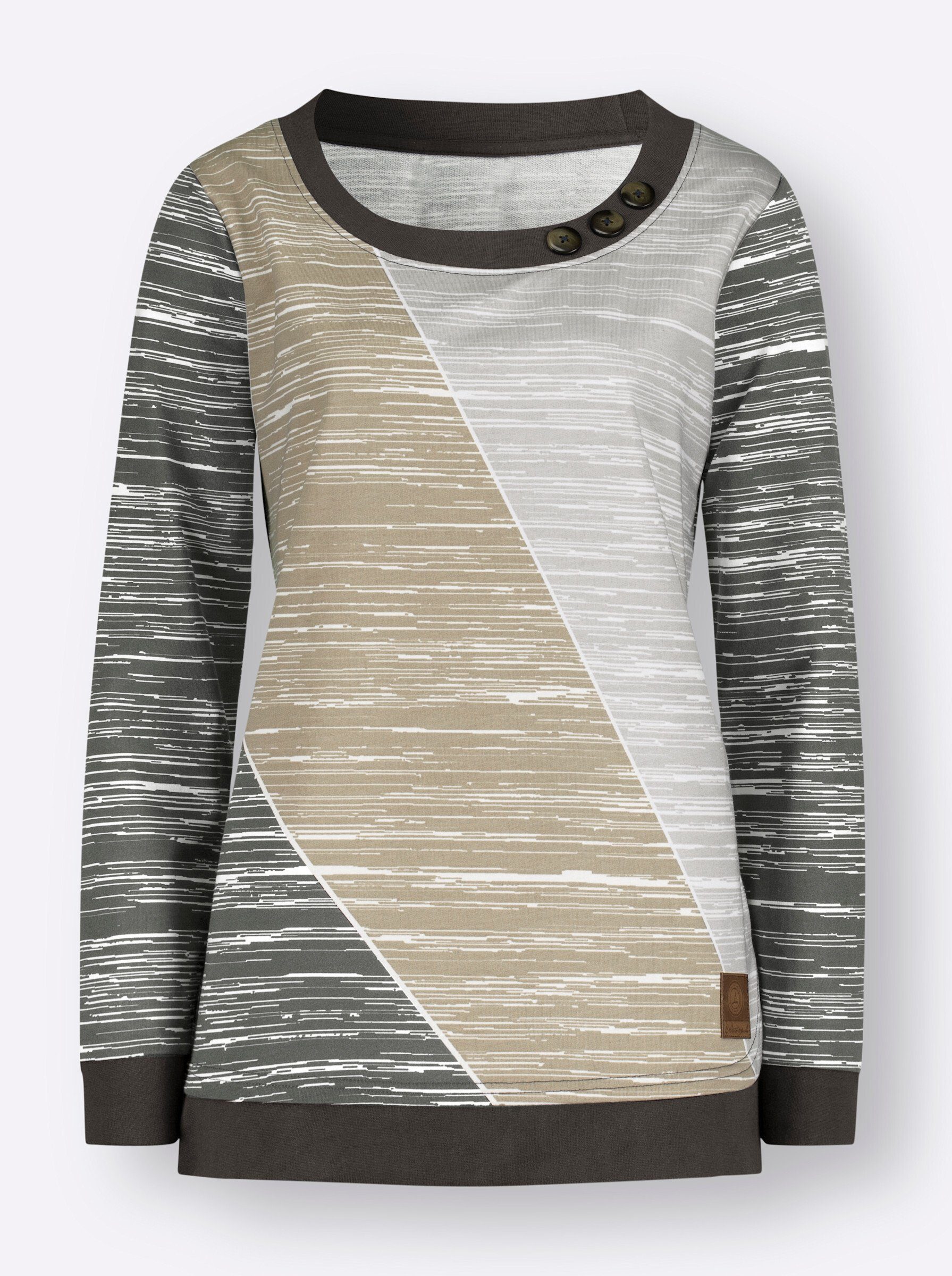 WITT WEIDEN Sweater graphit-ecru-bedruckt