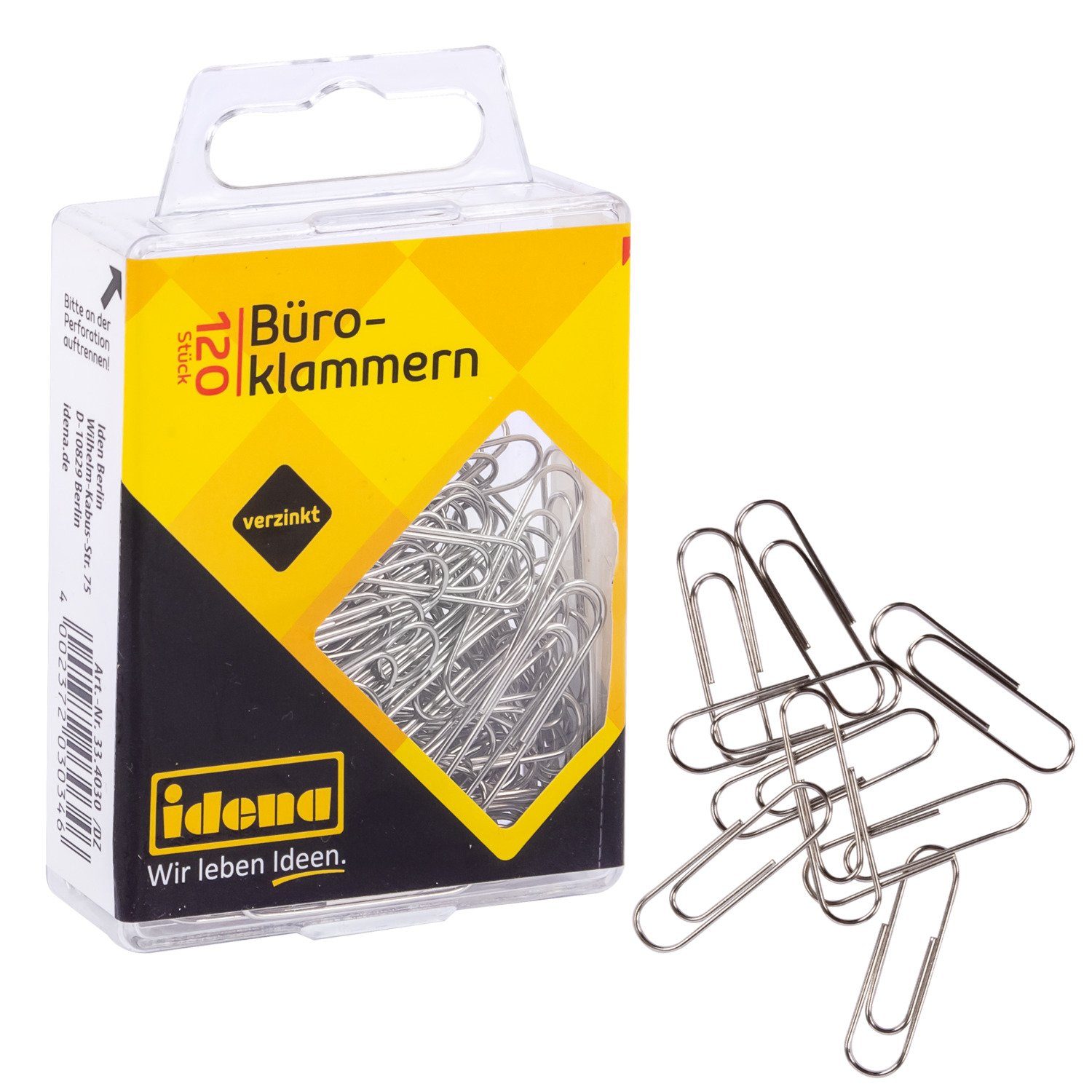 Büroklammer Idena 334030 - Büroklammern, 120 Stück, verzinkt