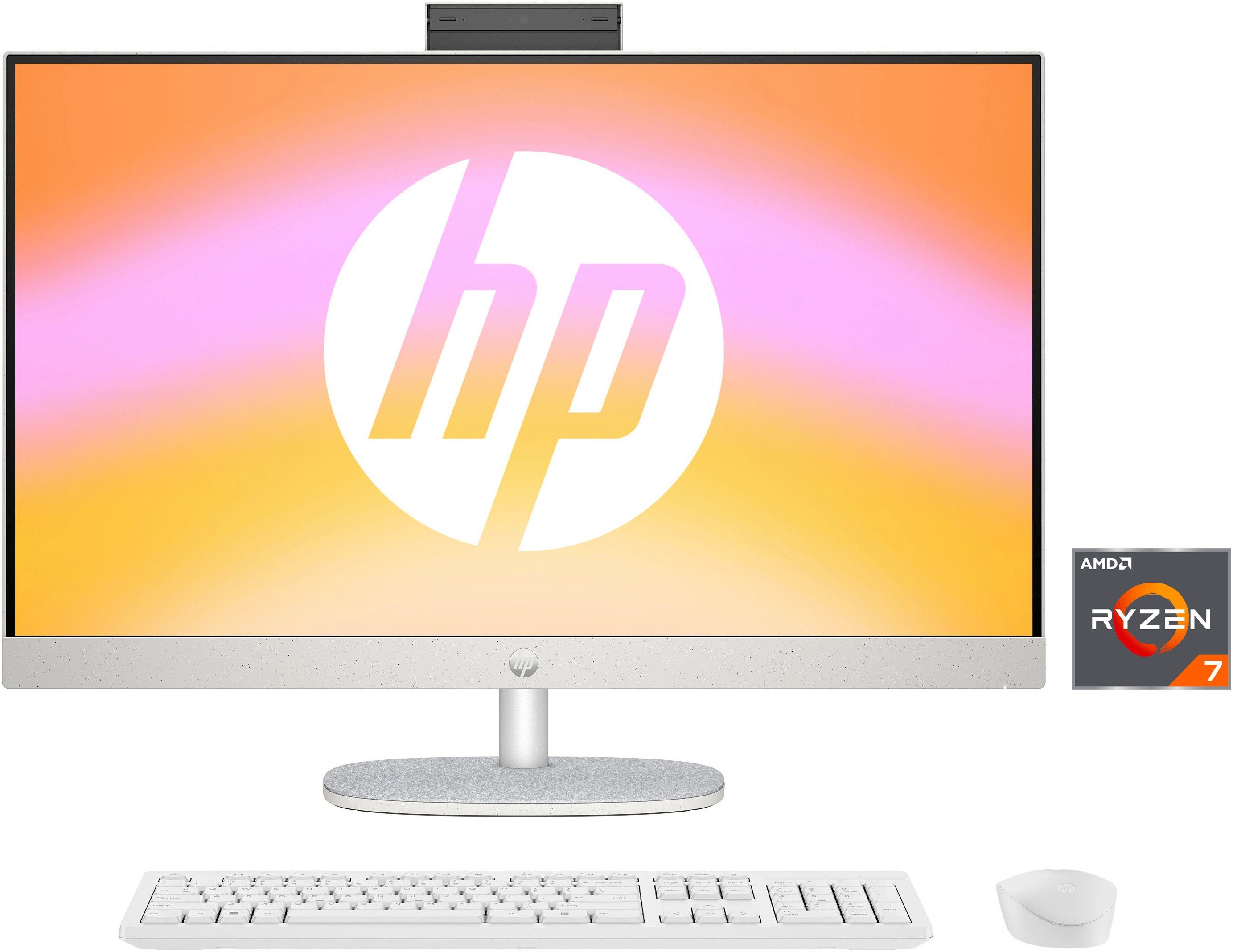 HP 27-cr0211ng All-in-One PC (27 Zoll, AMD Ryzen 7 7730U, Radeon Graphics, 16 GB RAM, 1000 GB SSD, Luftkühlung)