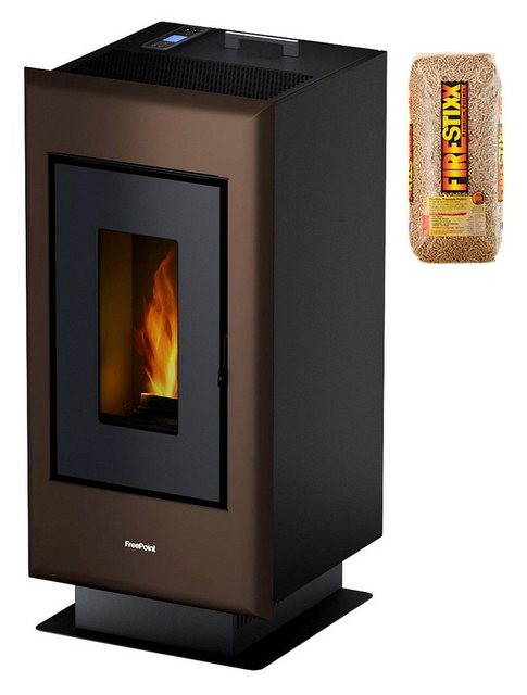 FreePoint Pelletofen ELAN EVO Stahl, 2,4 - 6,5 kW, Raumheizvermögen: 156 m³, schwarz-mokka