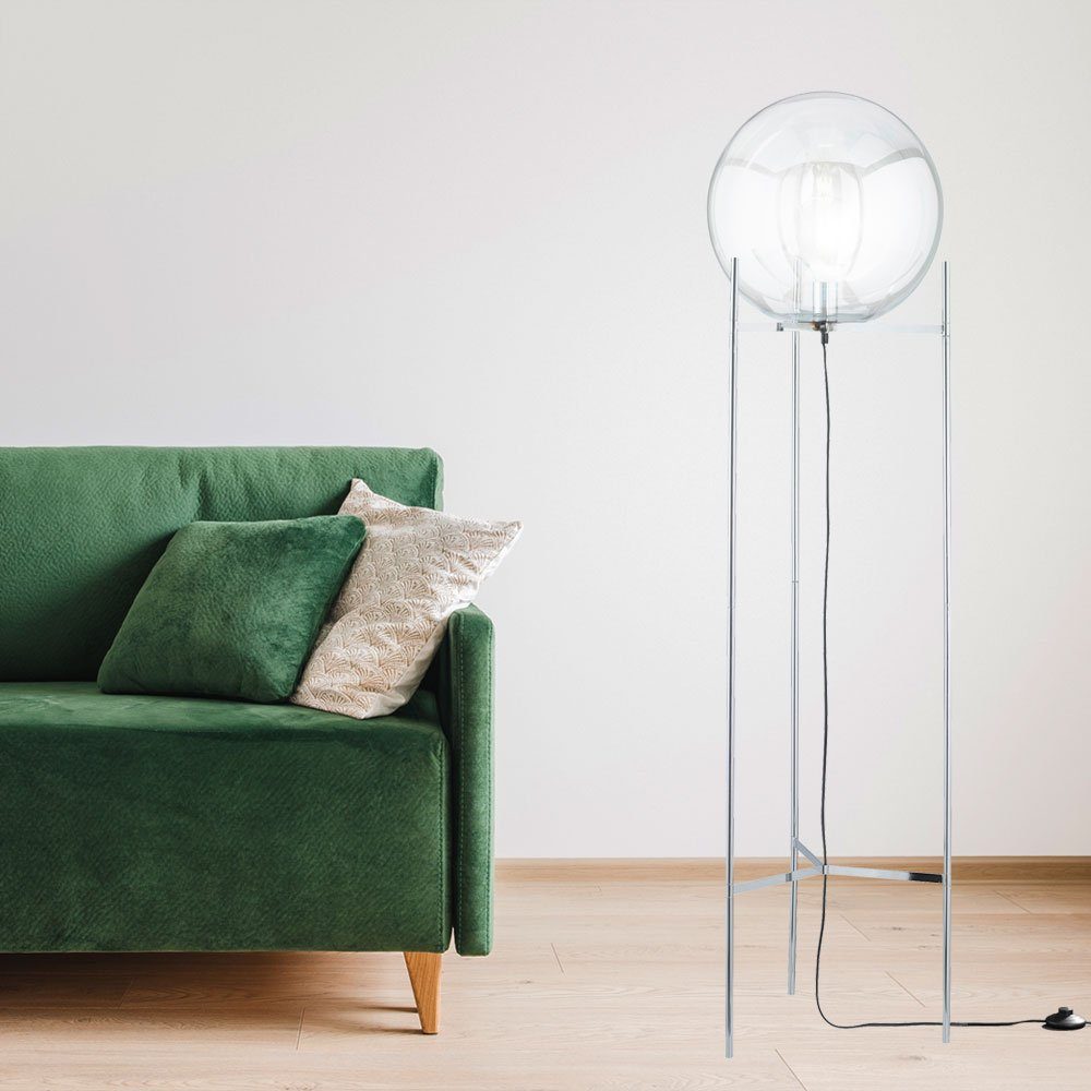 LED Steh Lampe Chrom Leuchte Design Stand Strahler Glas Ess Zimmer Beleuchtung 