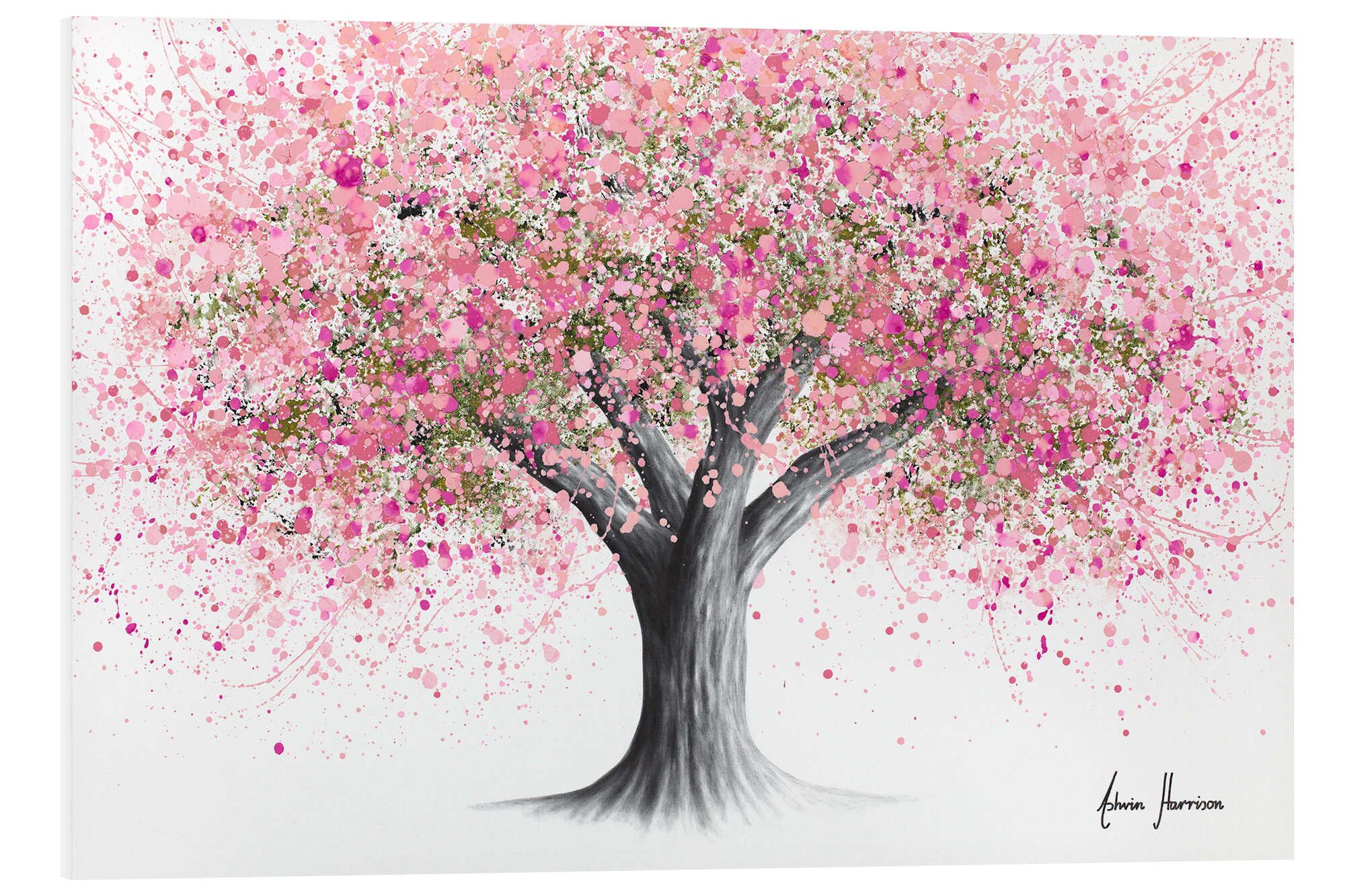 Posterlounge Forex-Bild Ashvin Harrison, Blühender Baum aus rosafarbenen Tupfen, Malerei