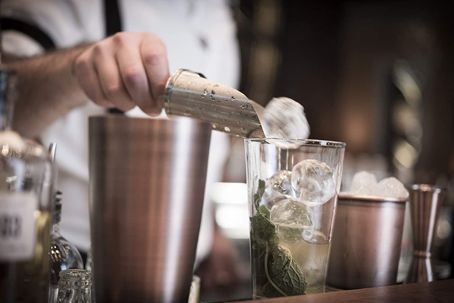 Buddy's Cocktail Shaker Buddy´s Bar - Boston, Edelstahl, Glas, 700 ml Becher + 400 ml Glas, Kupfer antik