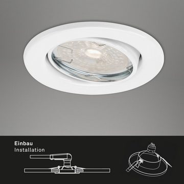 Briloner Leuchten LED Einbauleuchte 7256-036, LED wechselbar, Warmweiß, weiß, GU10, Einbaustrahler, Einbauspot