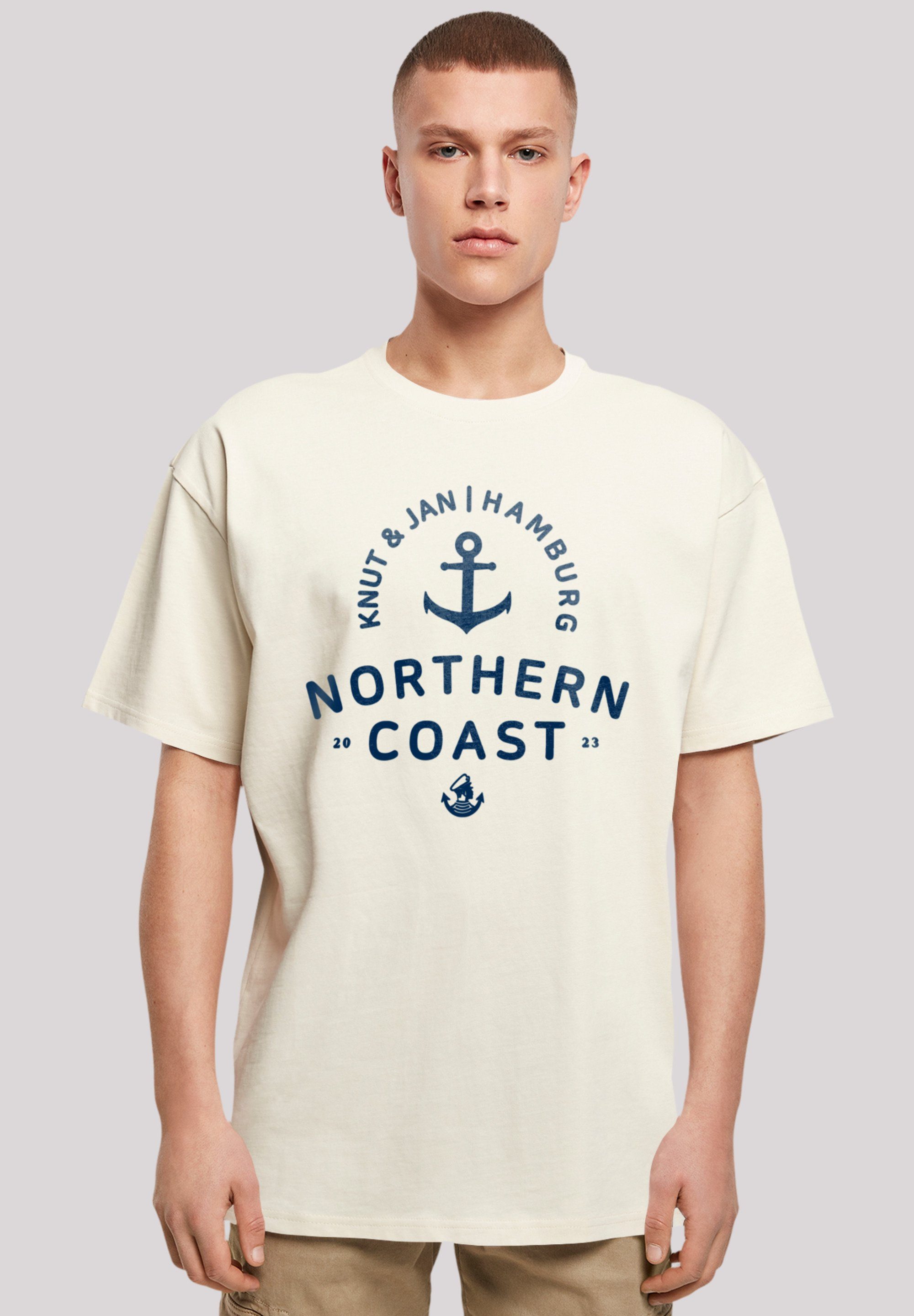 F4NT4STIC T-Shirt Nordsee Knut & Jan Hamburg Print sand