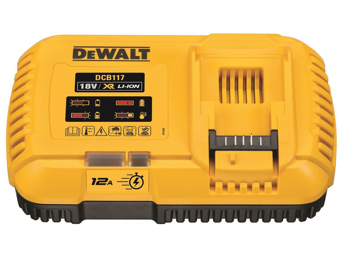 DeWalt DCB117-QW Schnelllade-Gerät (12000 mA, mit 2-Stufen Ladeprozess & LED-Anzeige)
