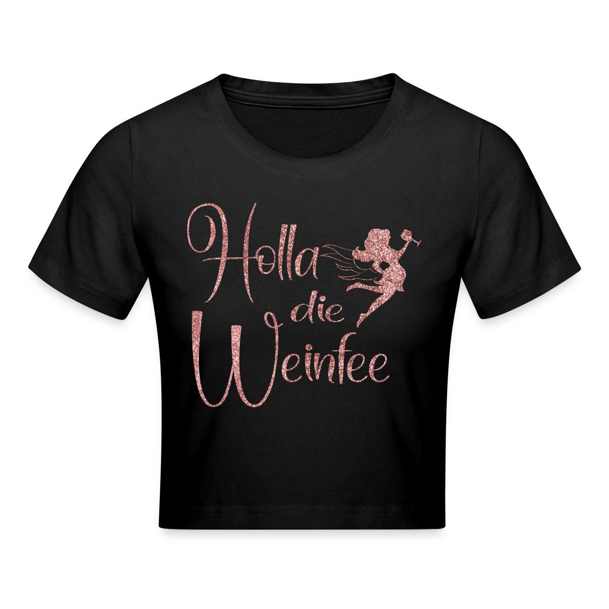 T-Shirt Holla Die Weinfee Fake-Glitzer Crop Top