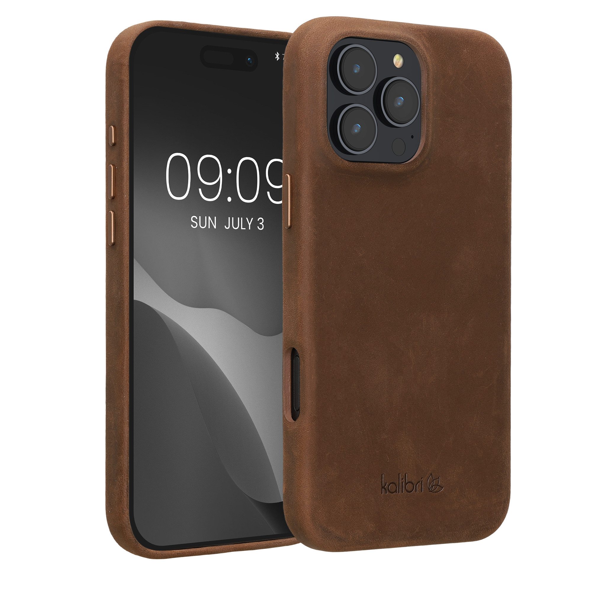 kalibri Handyhülle Hülle für Apple iPhone 16 Pro Max, Leder Handy Cover Case - Hardcover Schutzhülle