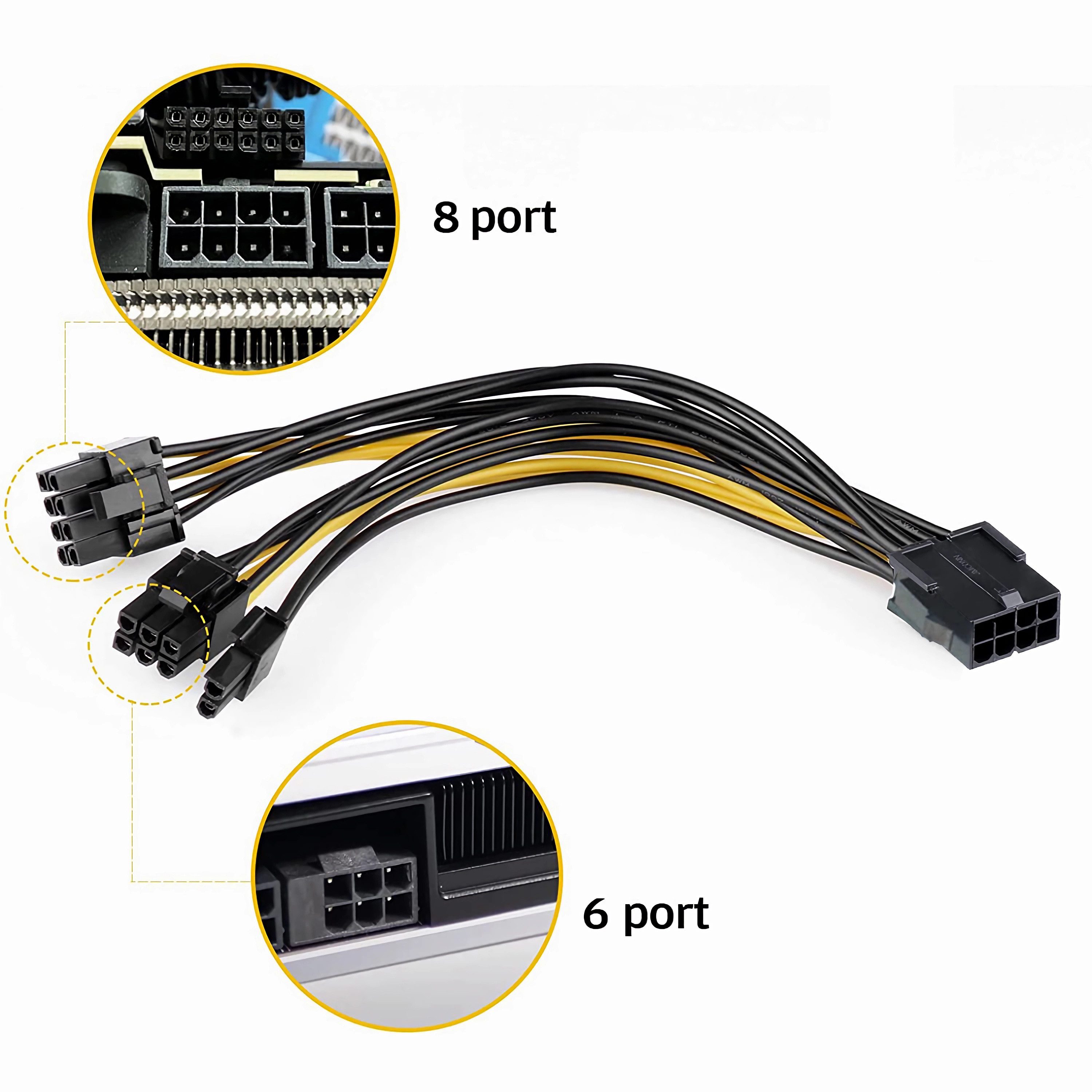 Bolwins L28 8pin PCIe auf 2x 8pin (6+2) Grafikkarte Stromkabel PCI-E Adapter Computer-Kabel, PCI-E 8-Pin (weiblich), 2× PCI-E 6+2-Pin (männlich) (25 cm), Power-Splitter, hohe Flexibilität durch 6+2-Pin-Stecker