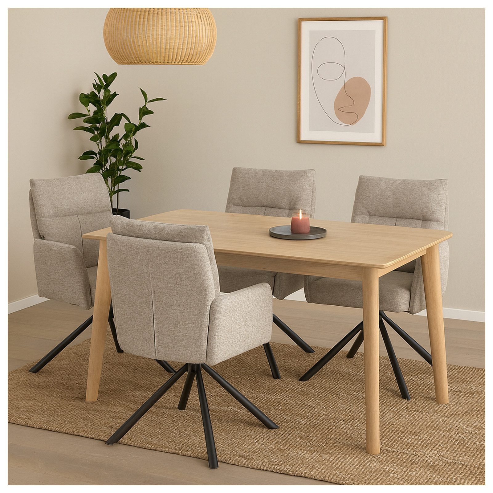 HTI-Living Drehstuhl Drehstuhl Kyra Beige (Set, 2 St), Esszimmerstuhl Schre günstig online kaufen