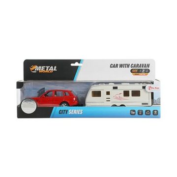 Toi-Toys Spielzeug-Auto Metal World - Spielzeugauto mit Wohnwagen (Maßstab: 1:48), mit Rückzugmotor
