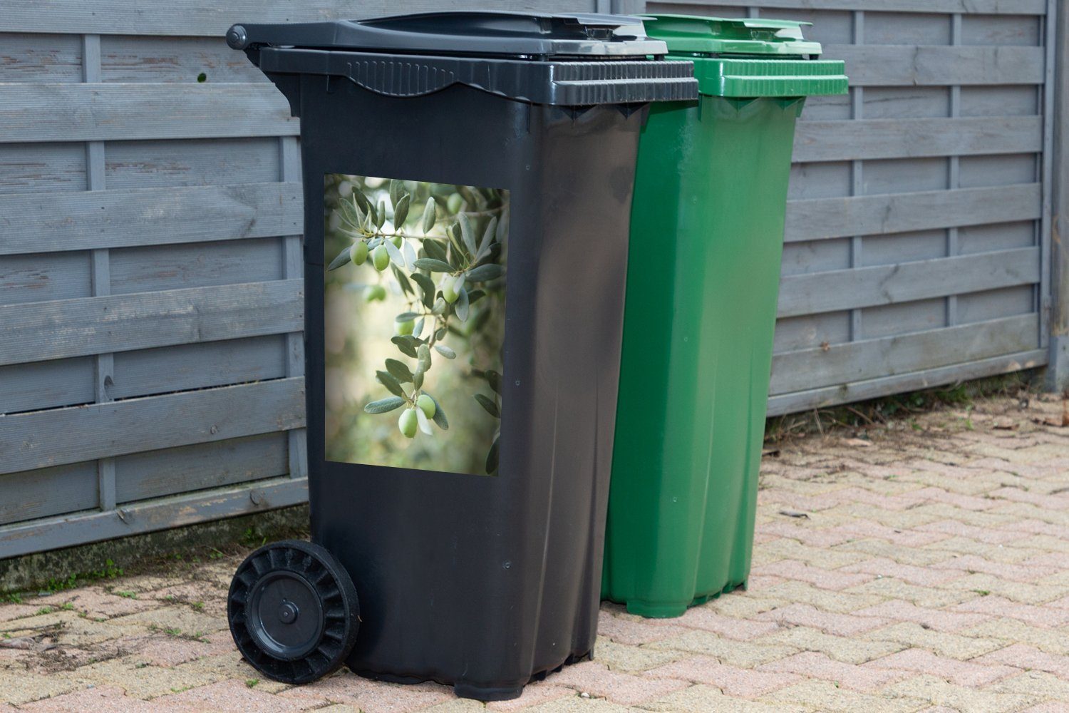 Container, Wandsticker Mülleimer-aufkleber, Olivenbaums Sticker, Abfalbehälter Mülltonne, St), eines Zweige (1 Die MuchoWow