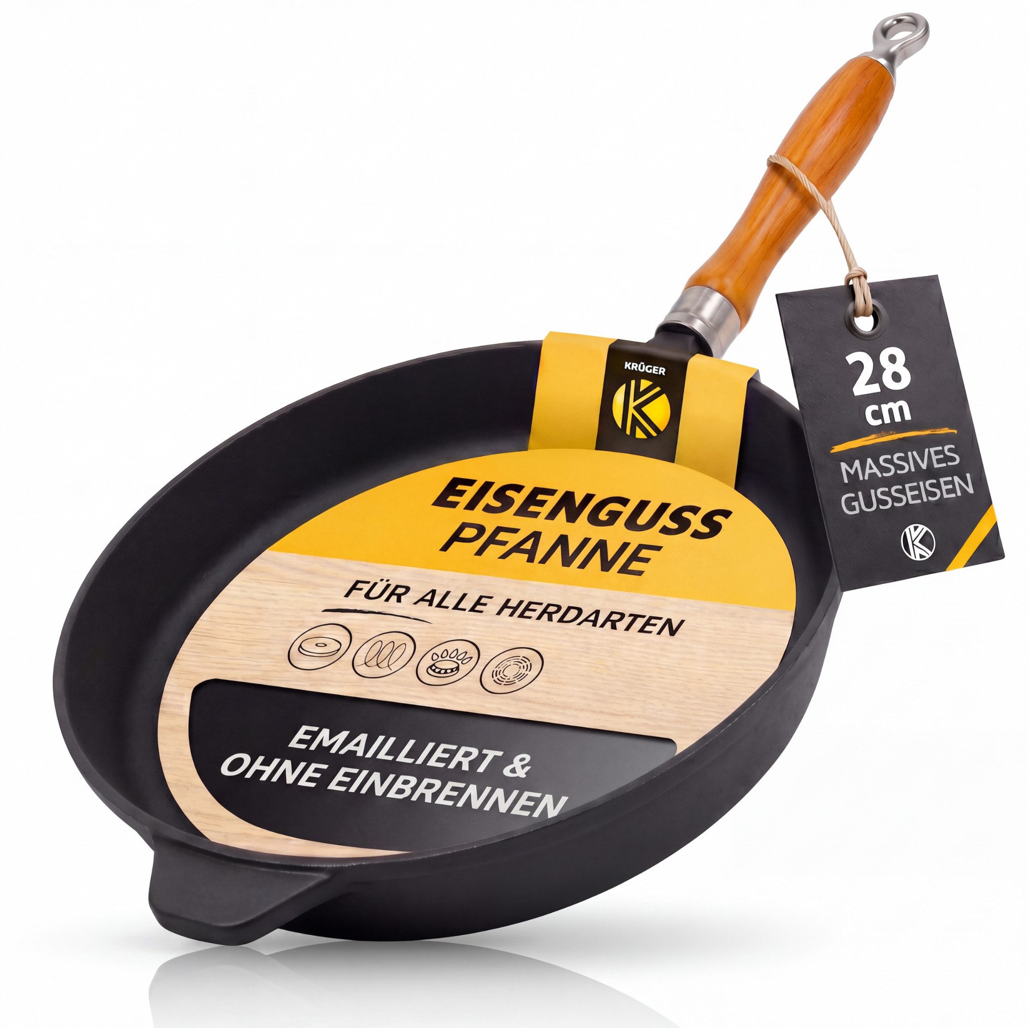 Krüger Bratpfanne Einsenguss Pfanne RUSTICA, Gusseisen (1-tlg), für Induktions-Kochfelder geeignet