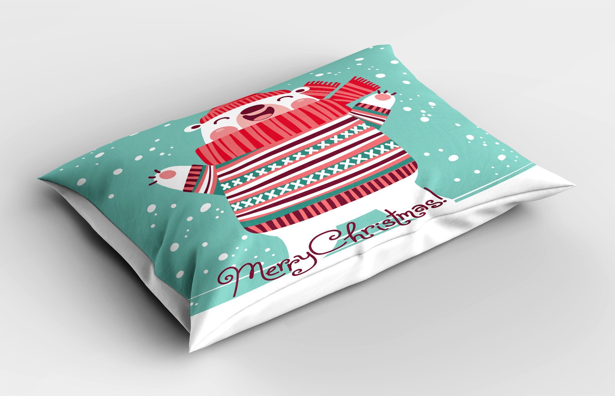 (1 King Stück), Bär Size Weihnachten-Design Standard Frohe Lustiger Abakuhaus Kissenbezüge Dekorativer Kissenbezug, Gedruckter