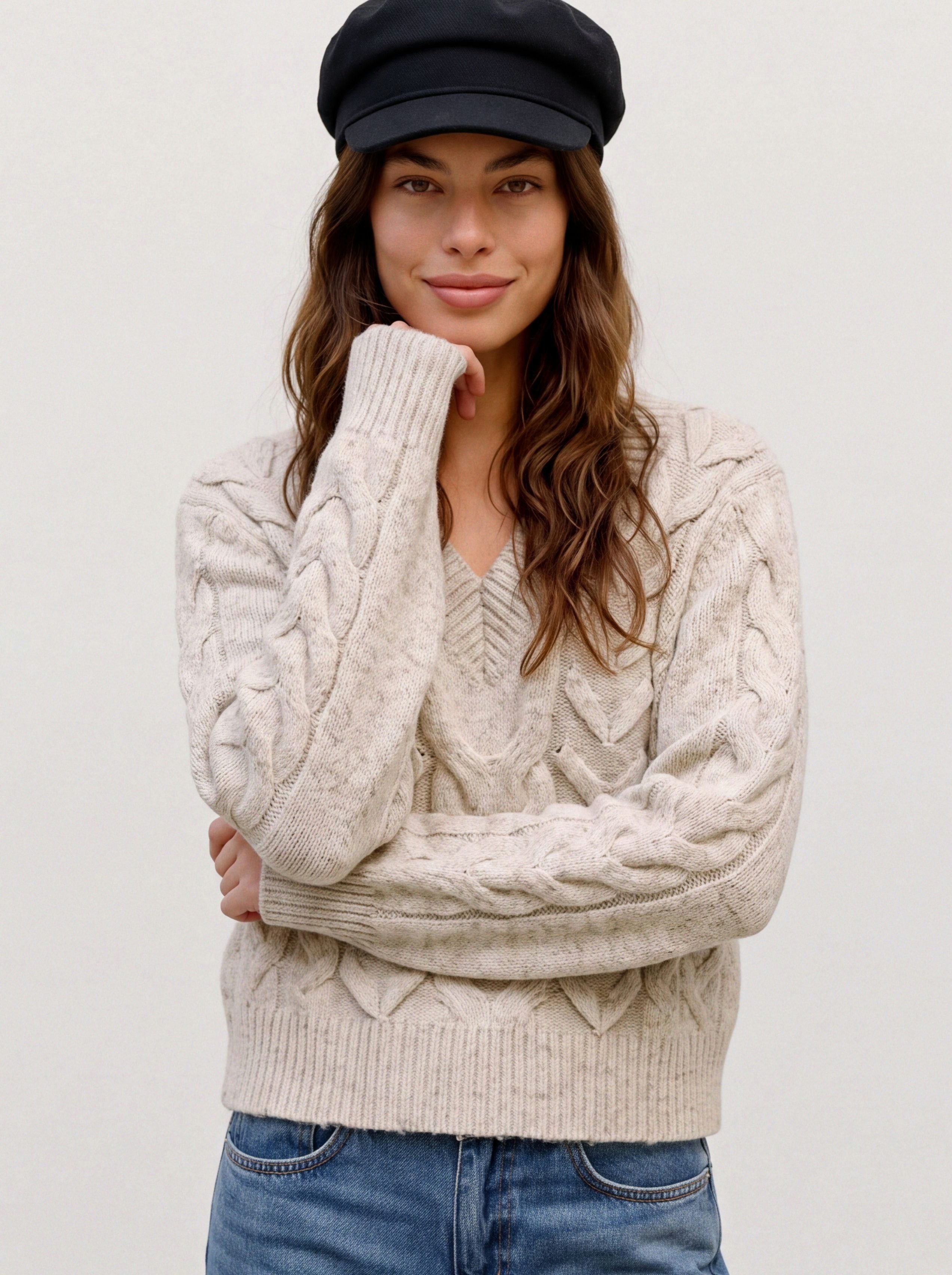 Vero Moda Strickpullover VMMARLA LS V-NECK PULLOVER BOO Materialmix, mit Wollanteil