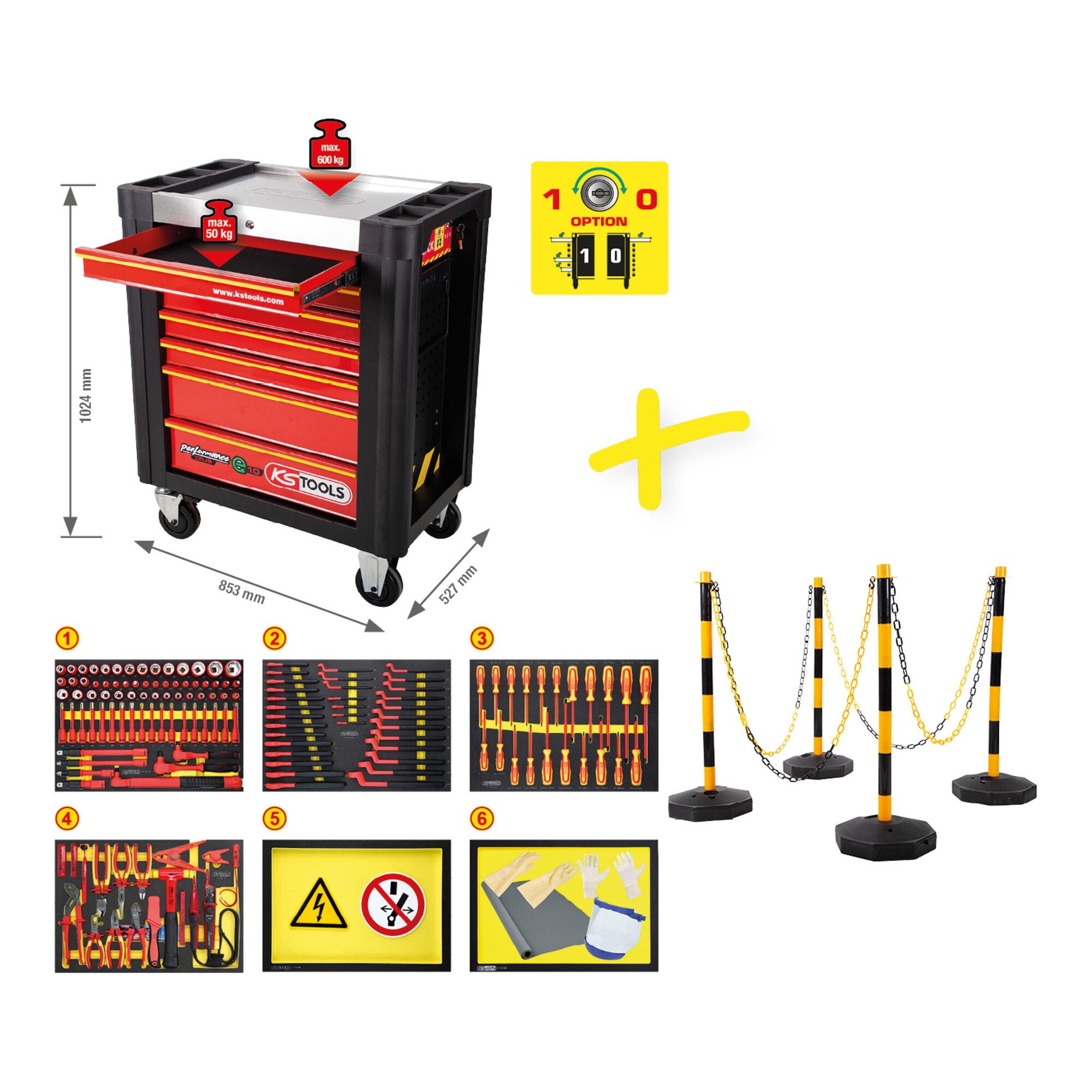 KS Tools Werkstattwagen KS Tools Werkstattwagen PERFORMANCEplus e10 mit isolierten Werkzeugen