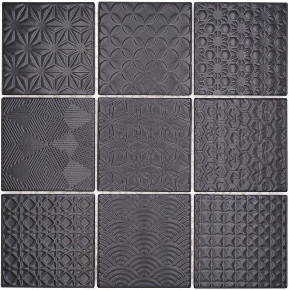 Thumbnail - Mosani Mosaikfliesen Keramikmosaik Mosaikfliesen schwarz matt / 10 Matten