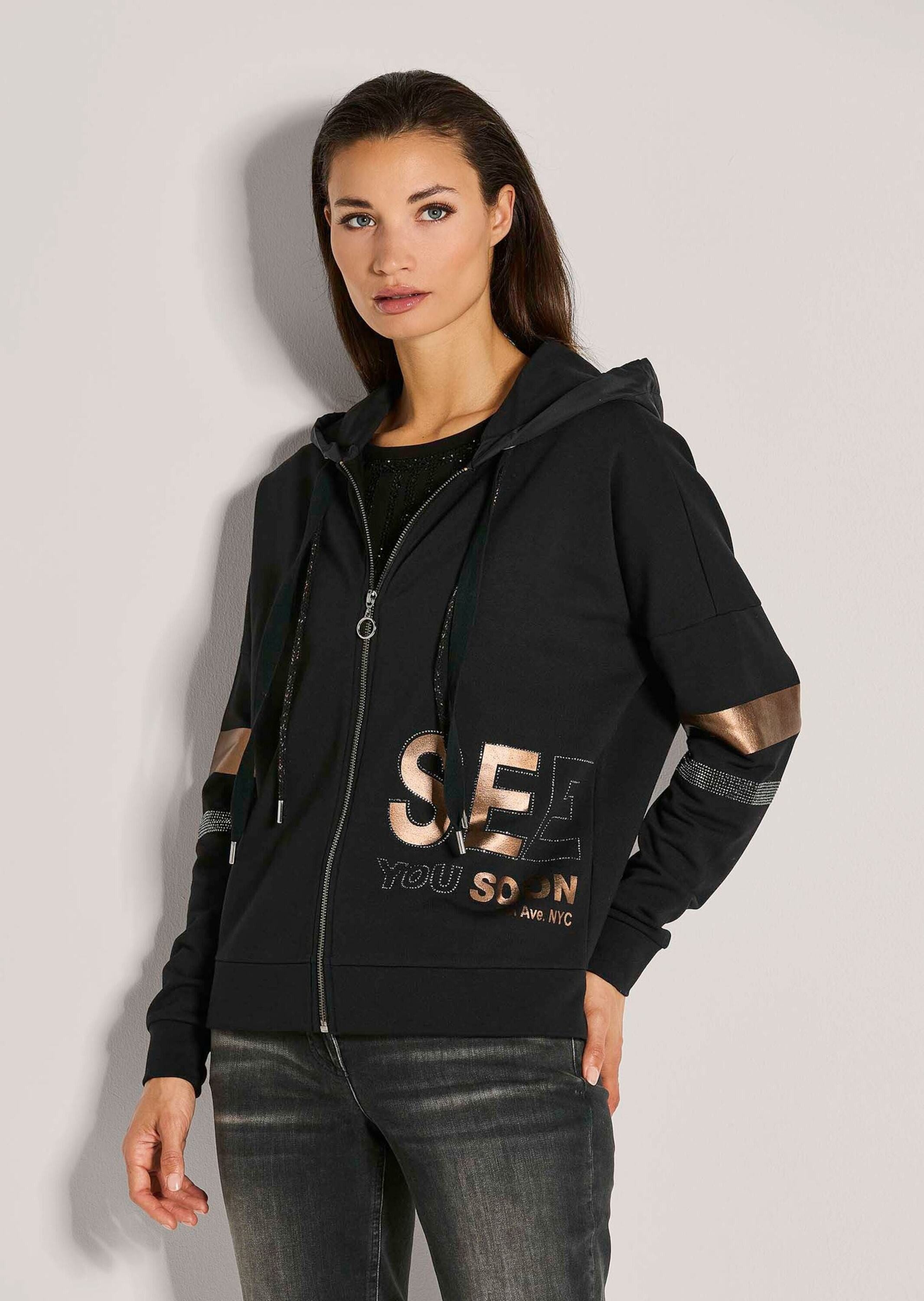 MADELEINE Outdoorjacke Glänzende Oversized-Jacke mit Strass Jacke mit Metal günstig online kaufen