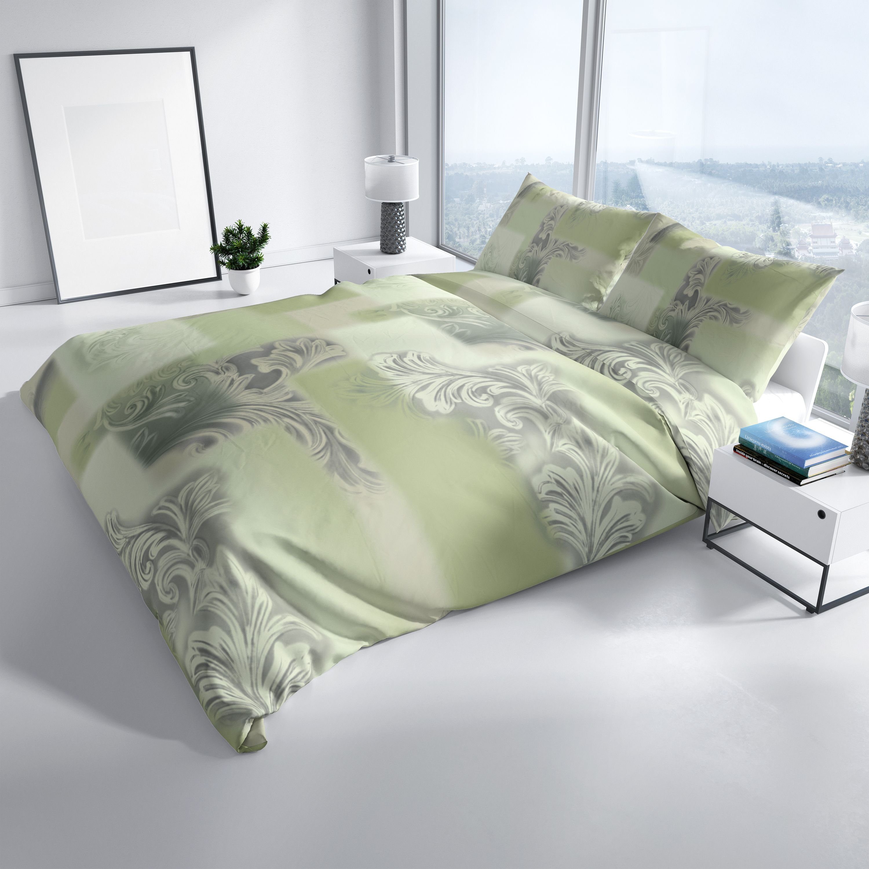 Leonado Vicenti Plüsch Bettwäsche - Bubble Cashmere Touch | Extra Warm 135x200 Cm | Winter Bettwäsche Grün