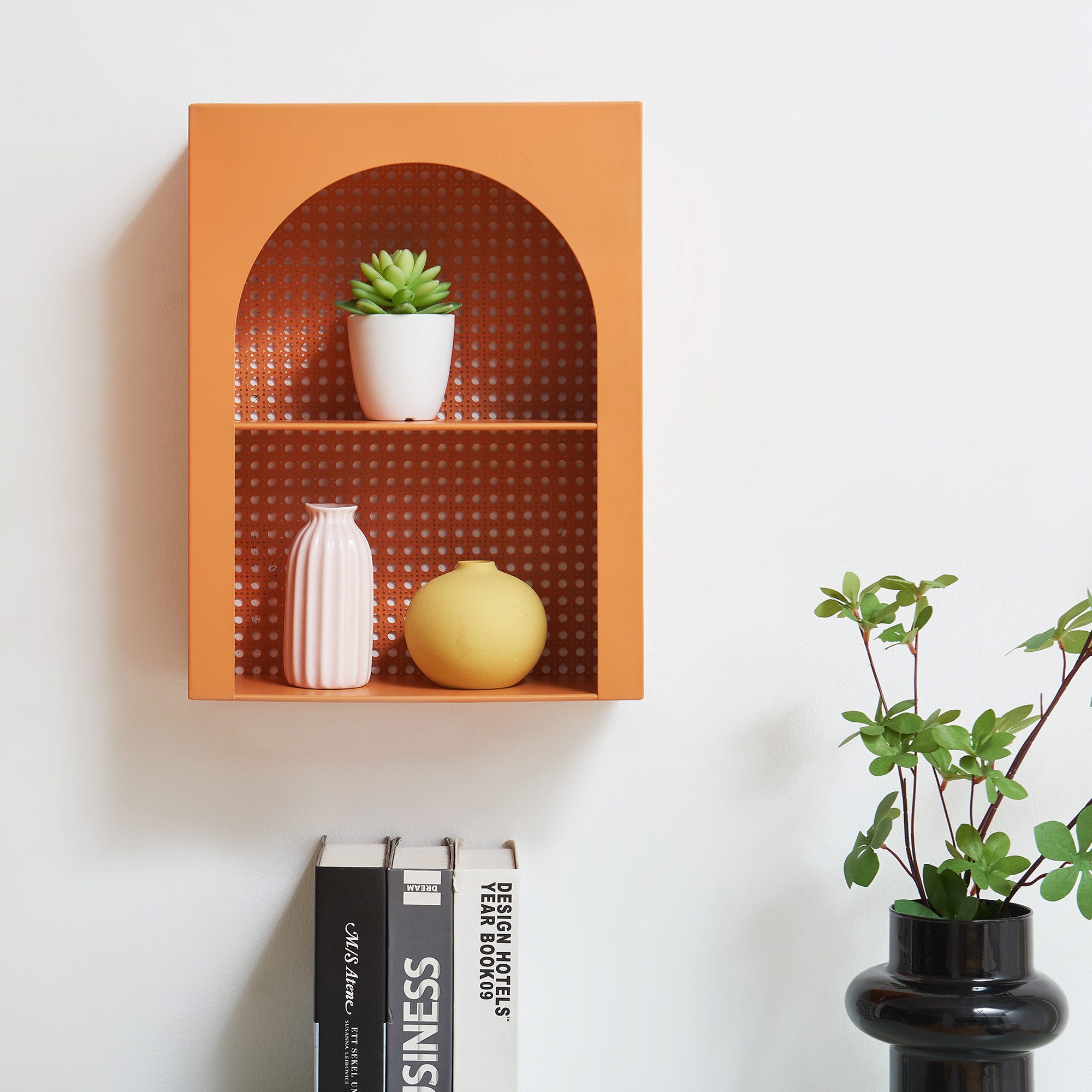 en.casa Wandregal, »Jäller« Metall 40 x 30 x 13 cm Orange