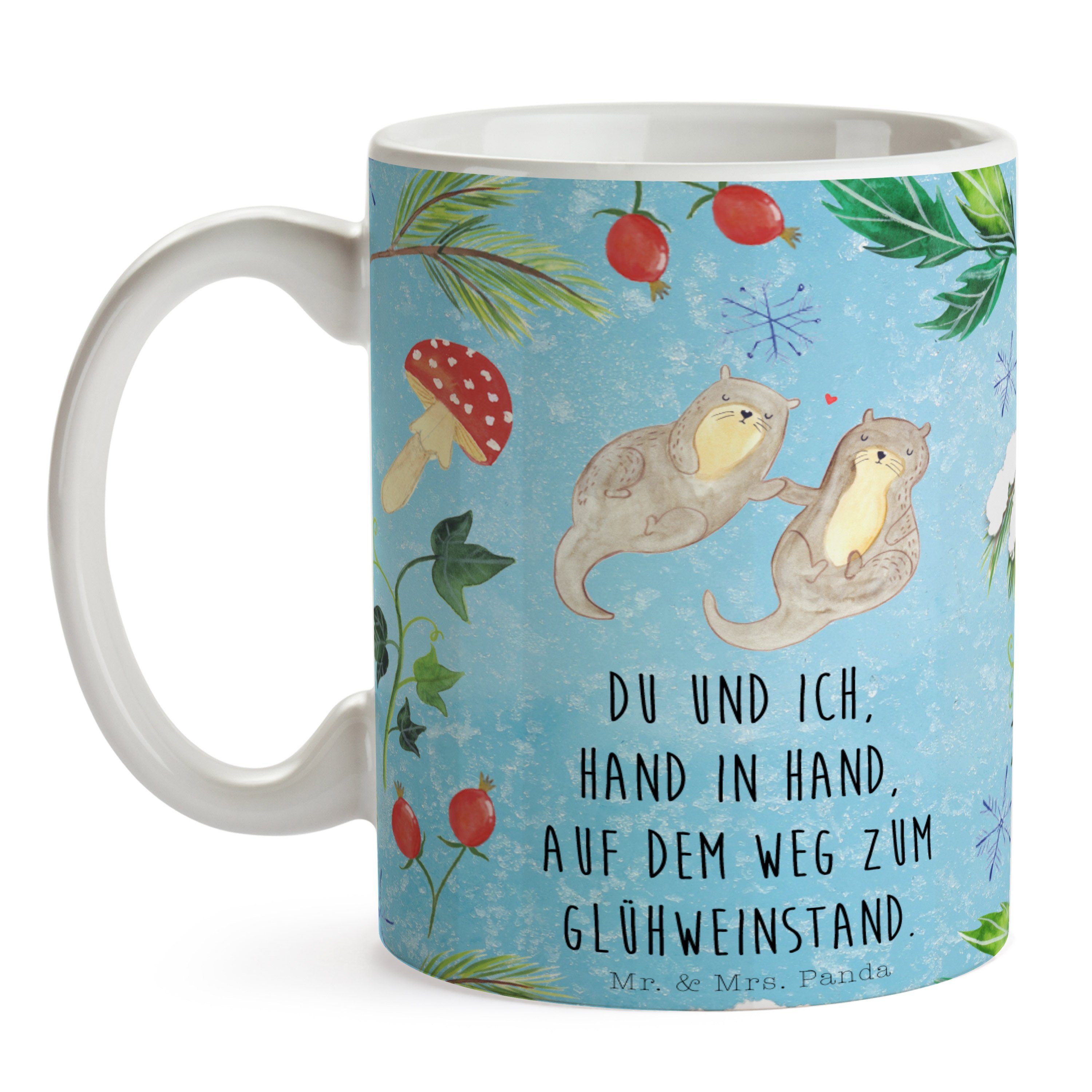& Tasse, - Eisblau Mrs. - Mr. Glühweinstand Otter Panda Tasse Geschenk B, Nikolaus, Geschenk, Keramik