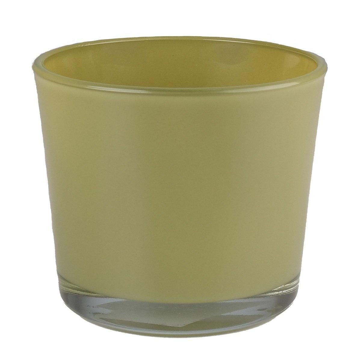 INNA-Glas Kerzenhalter Maxi Teelichtglas Alena, olivgelb, 9 cm, Ø 10 cm