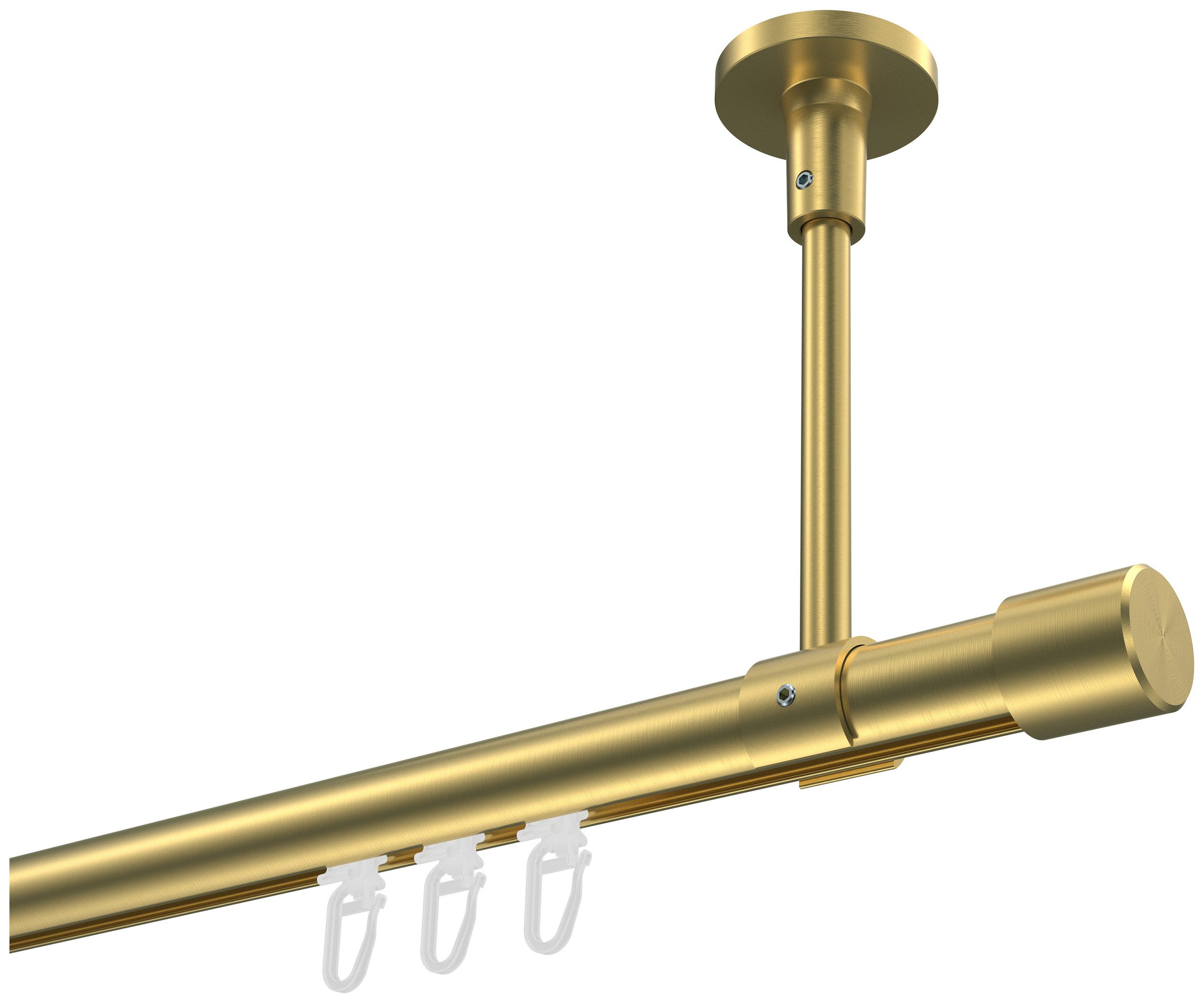 INTERDECO Innenlaufschiene Sonette Santo, Ø 20 mm, 1-läufig, Fixmaß, kürzbar, Deckenmontage, Aluminium, Messing-Optik
