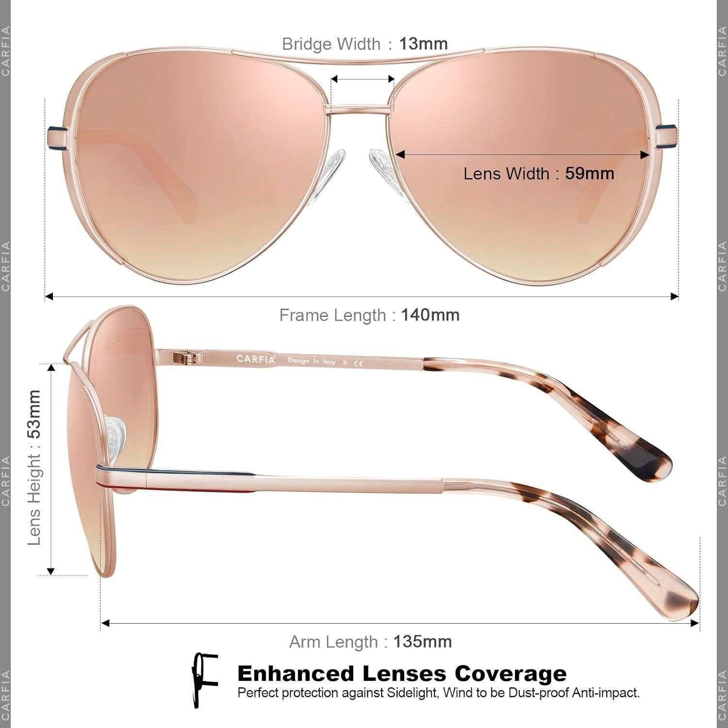 LuxusKollektion Pilotenbrille Pilotenbrille Damen Polarisierte Verspiegelte UV Schutz C4 Linsen:rosa