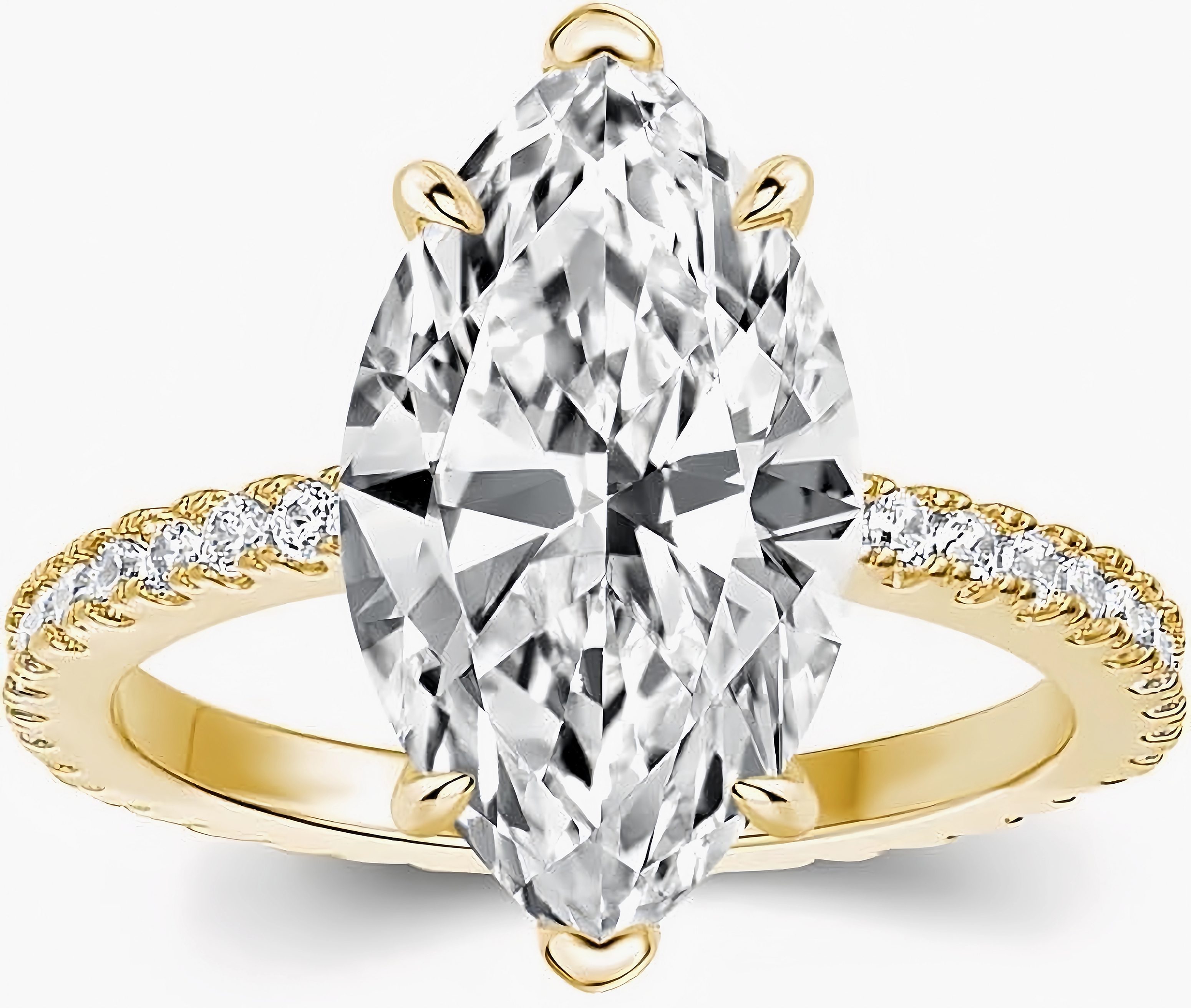 Jumpeak Verlobungsring 585Gold,3ct Marquise-Schliff, im Labor gezüchtet, Damen-Verlobungsring, IGi-Zertifikat Premium Brautring oder Freundin Geschenk