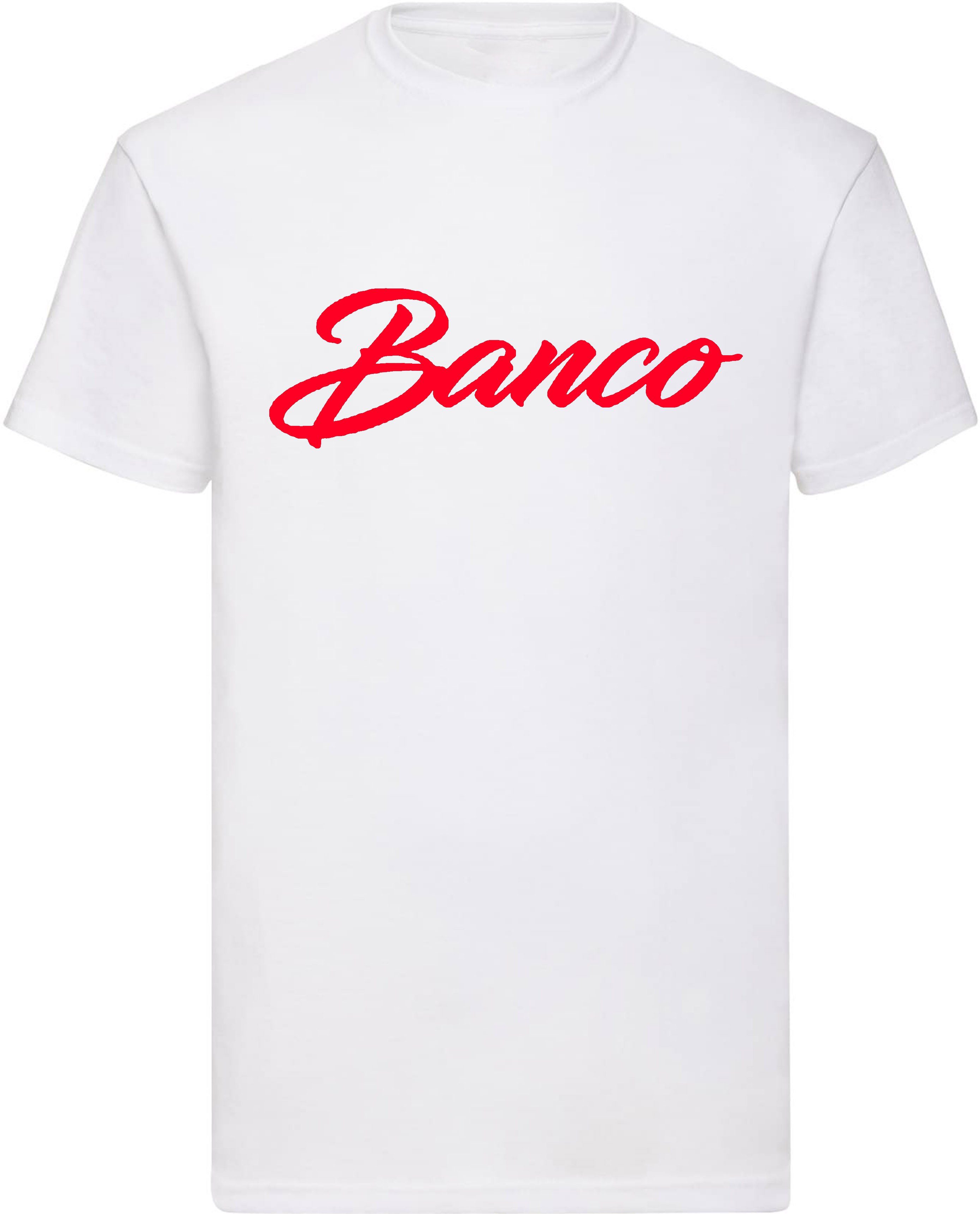 Freizeit Kurzarm Rundhals Sport Shirt Sommer 100% T-Shirt Streetwear Baumwolle WeißRot Banco