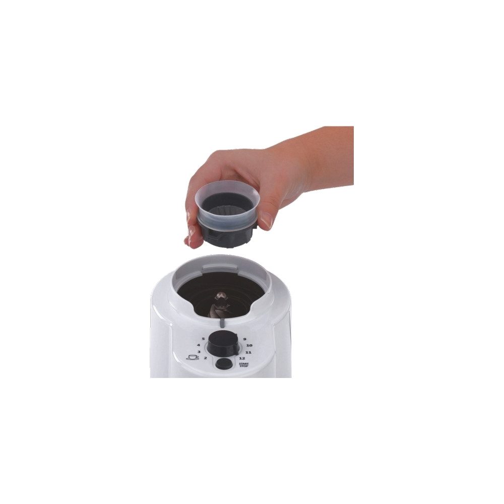 Cloer Kaffeemühle Cloer Kaffeemühle 7521 Weiss - Elektrische Mühle, Kegelmahlwerk, Abnehmbarer Auffangbehälter