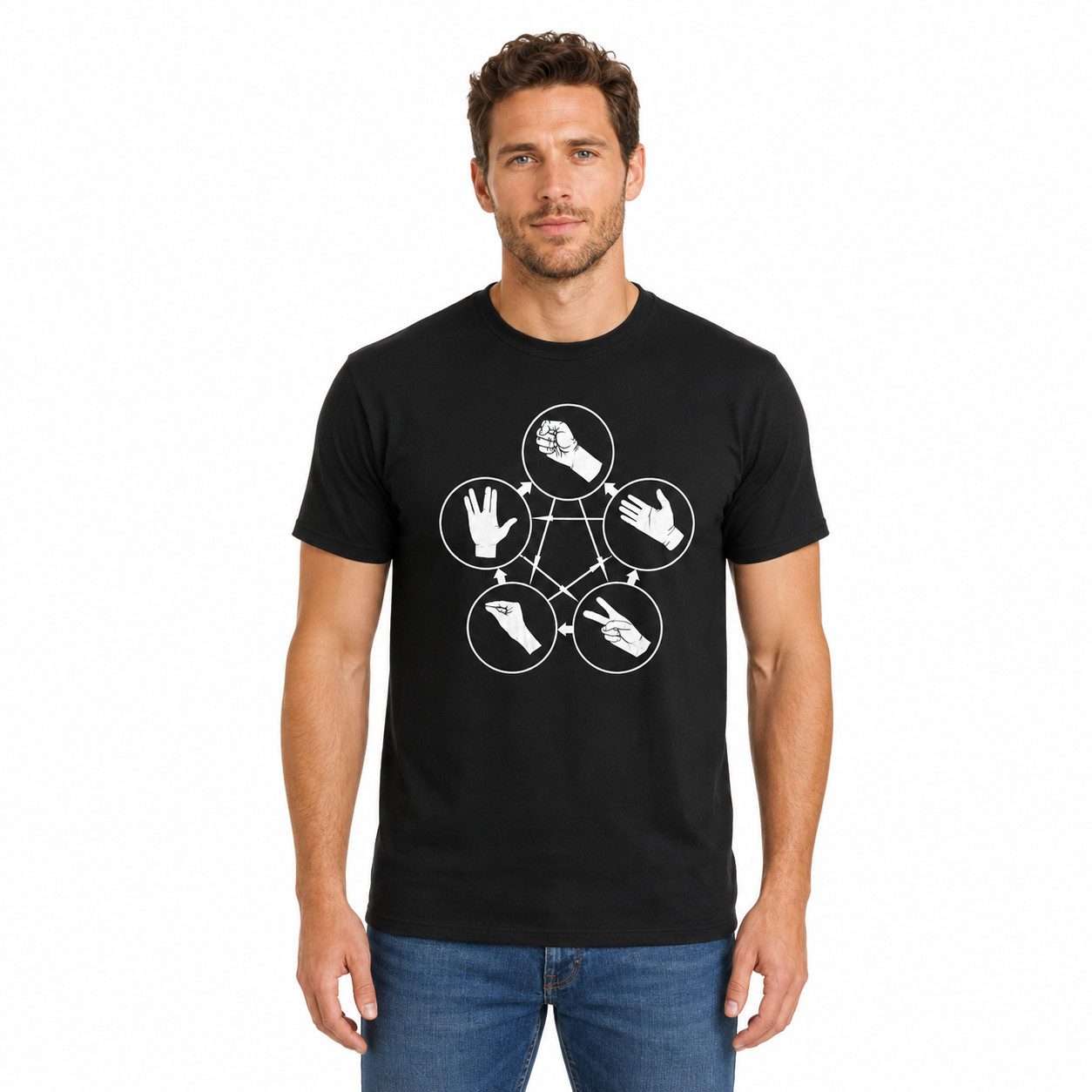 The Big Bang Theory Print-Shirt The Big Bang Theory T-Shirt Schere Stein Papier Echse Spock Stein Schere Papier Lizard Spock