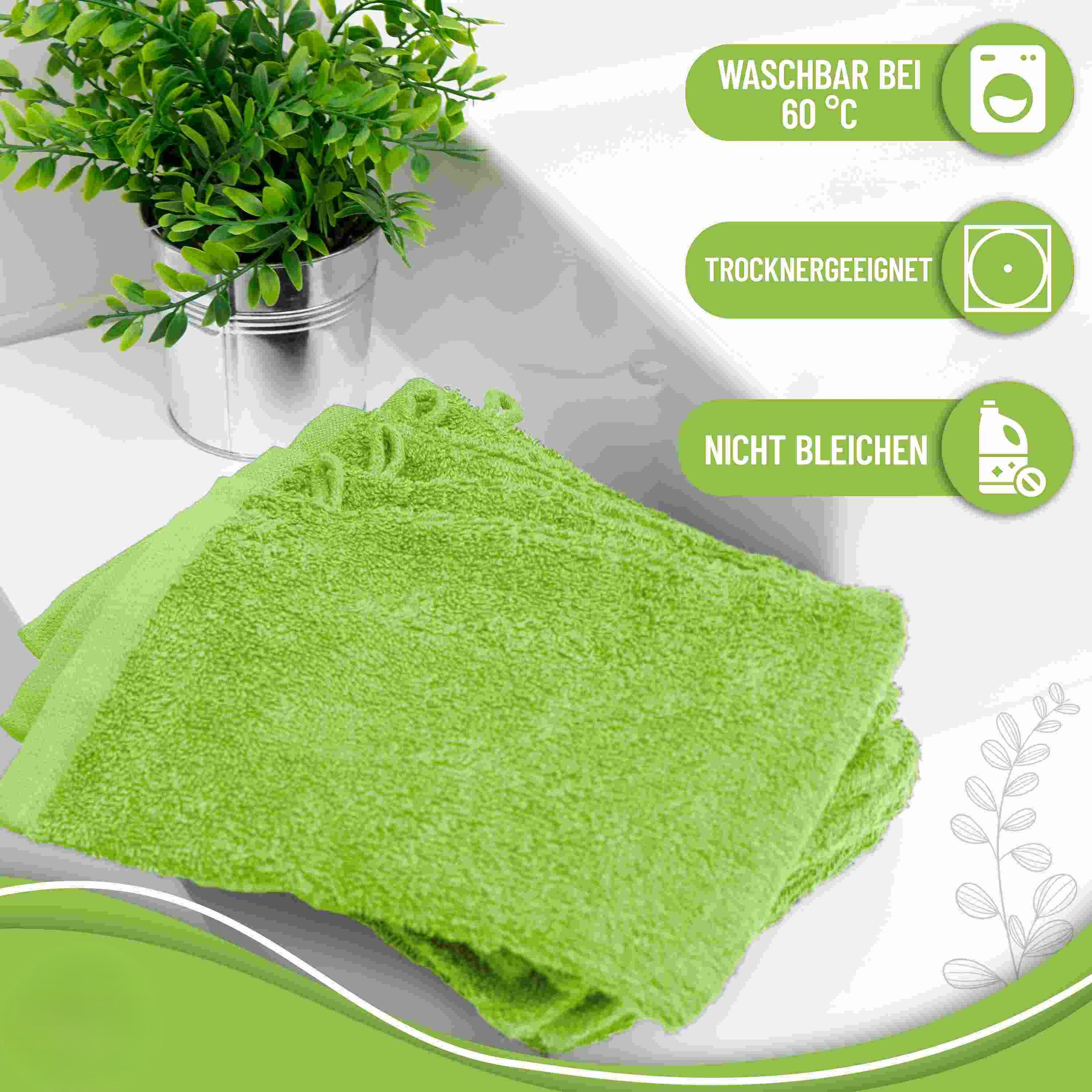 NatureMark Waschhandschuh 10er-Set Frottier Waschhandschuhe, 100% Baumwolle (10-St), Premium Frottier Waschhandschuhe, 15x21cm, Apfel grün – Bild 5 von 5