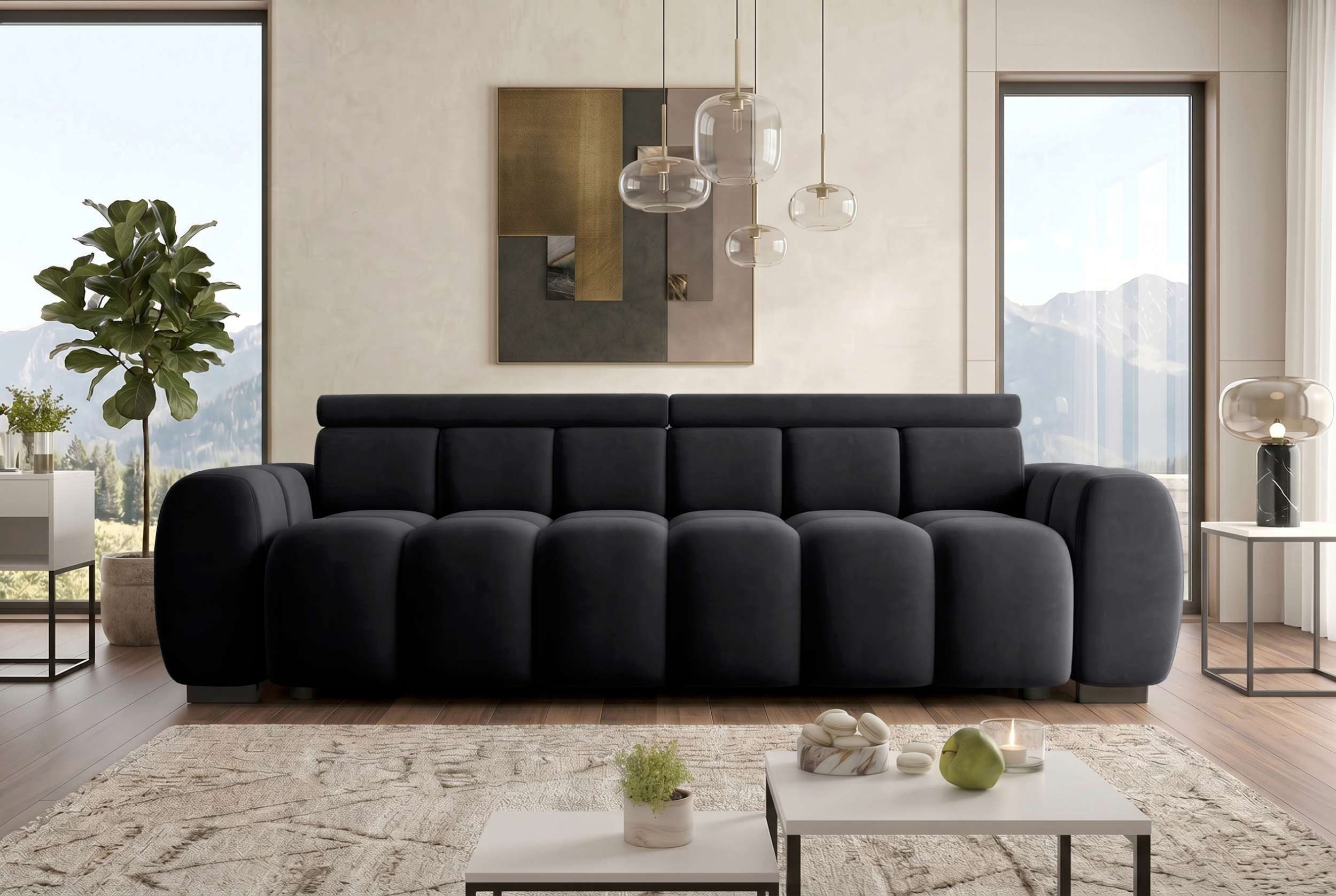 Sofa Dreams Big-Sofa Bigsofa Santorin in Stoff, Sofa, Big-Sofa, Kopfteilverstellungen