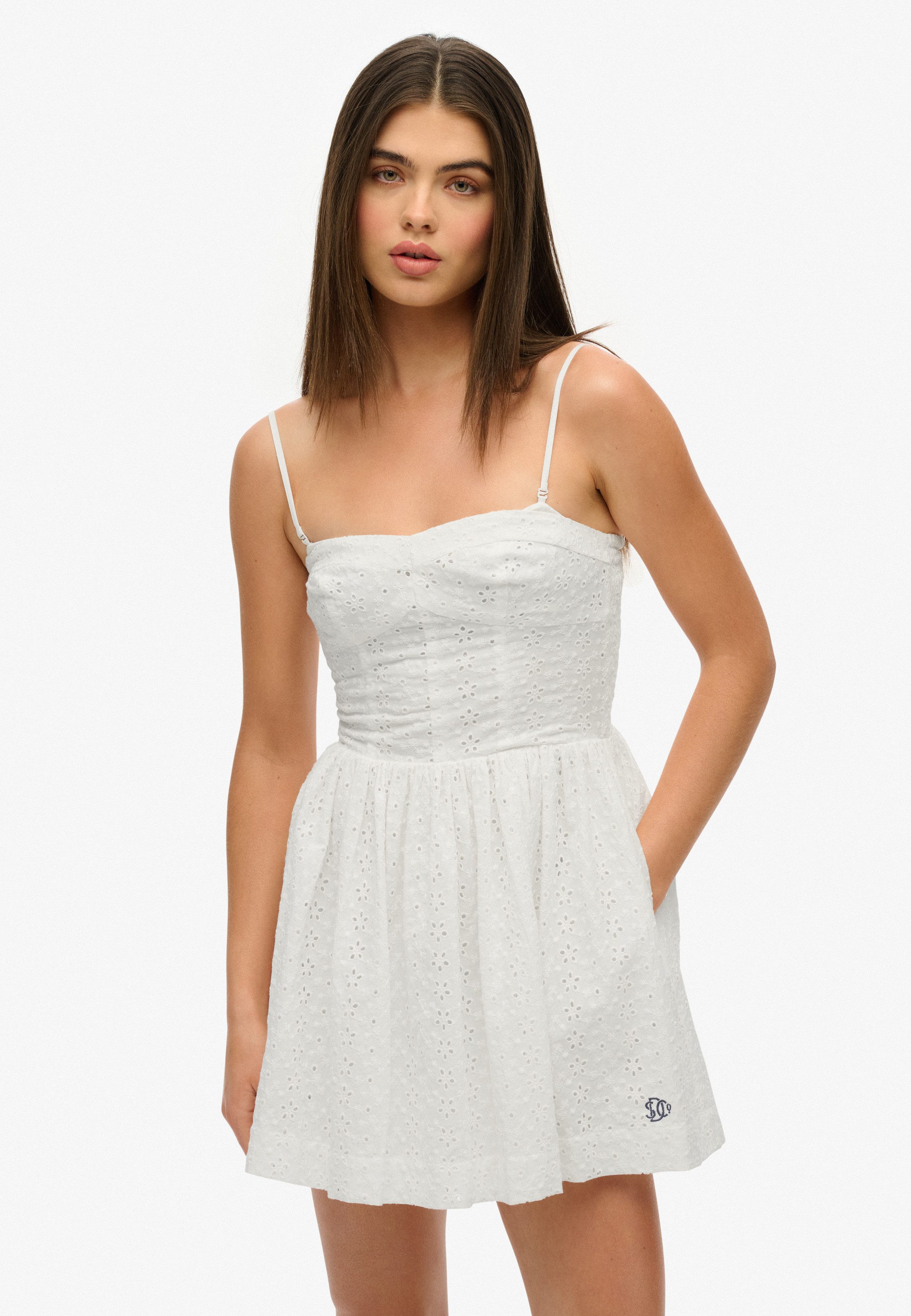 Superdry Sommerkleid BRODERIE CAMI MINI DRESS mit schöner Lochstickerei