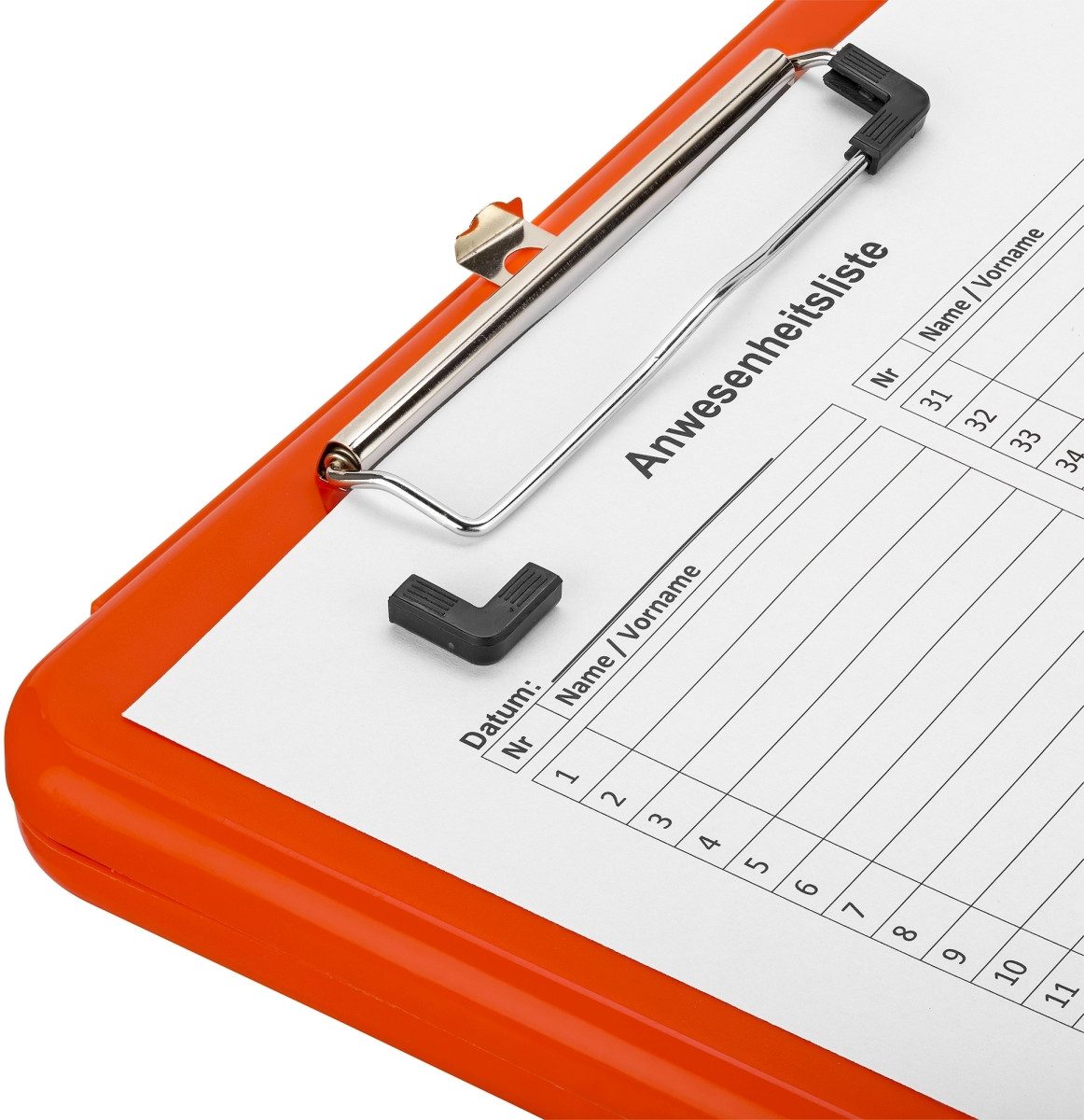 Schreibmappe Klemmbrett A4 Kunststoff mit Dokumentenfach neonorange.