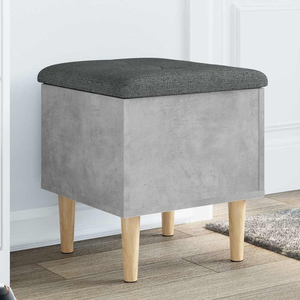furnicato Truhenbank Sitzbank mit Stauraum 42x42x46 cm in Betongrau aus Holzwerkstoff und, Feuchtigkeitsbeständige Schuhbank mit Deckel und gepolstertem Kissen