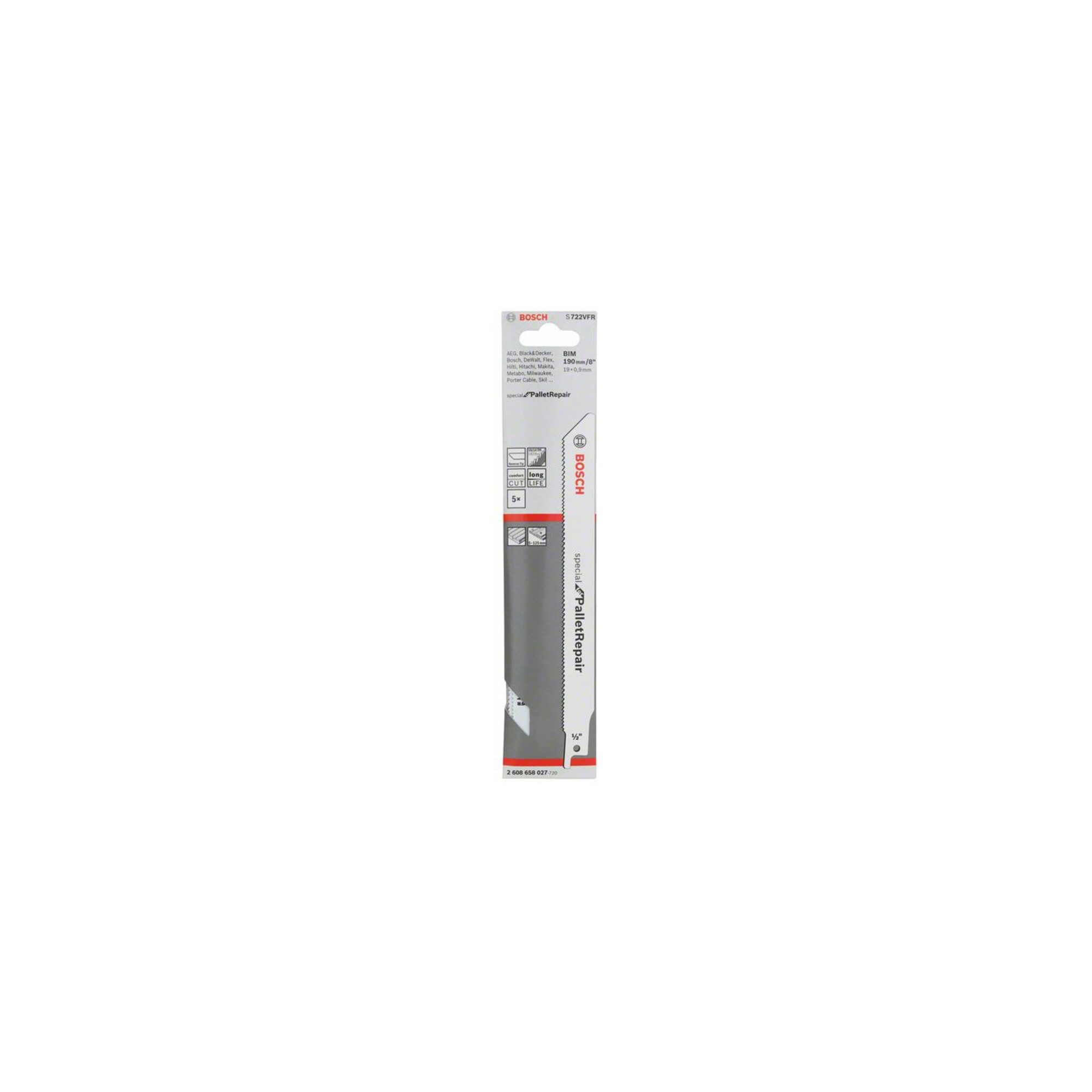 Bosch Professional Sägeblatt Bosch Säbelsägeblatt S 722 VFR, Special for Pallet Repair, 190 mm, 0,9