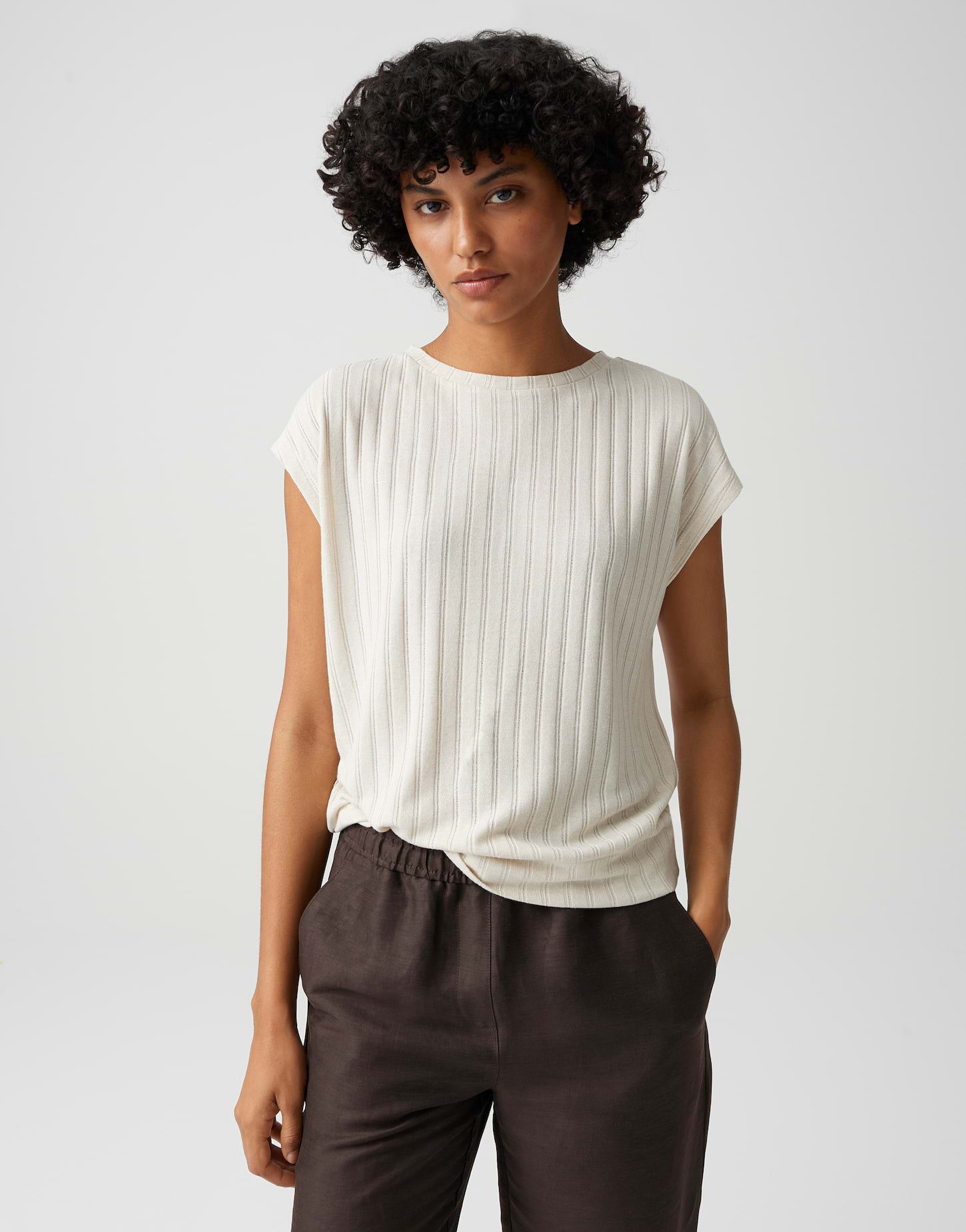 OPUS Kurzarmshirt Sapino aus Jersey mit Rippstruktur leichte Transparenz, weicher Griff, Casual