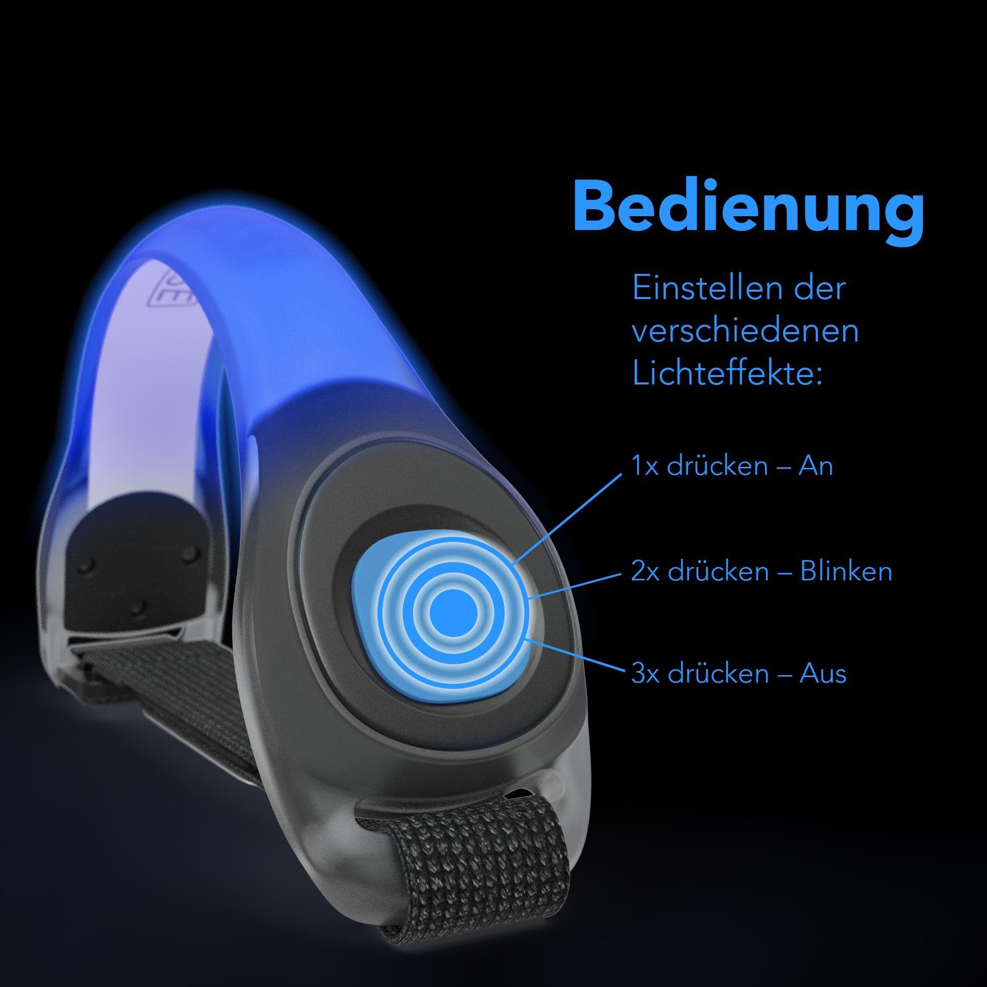 EAZY CASE Fahrradreflektor 2er Set LED Binkarmband, Reflektoren Kind Hund Blinklicht Fahrrad LED Armband LED Licht Blau