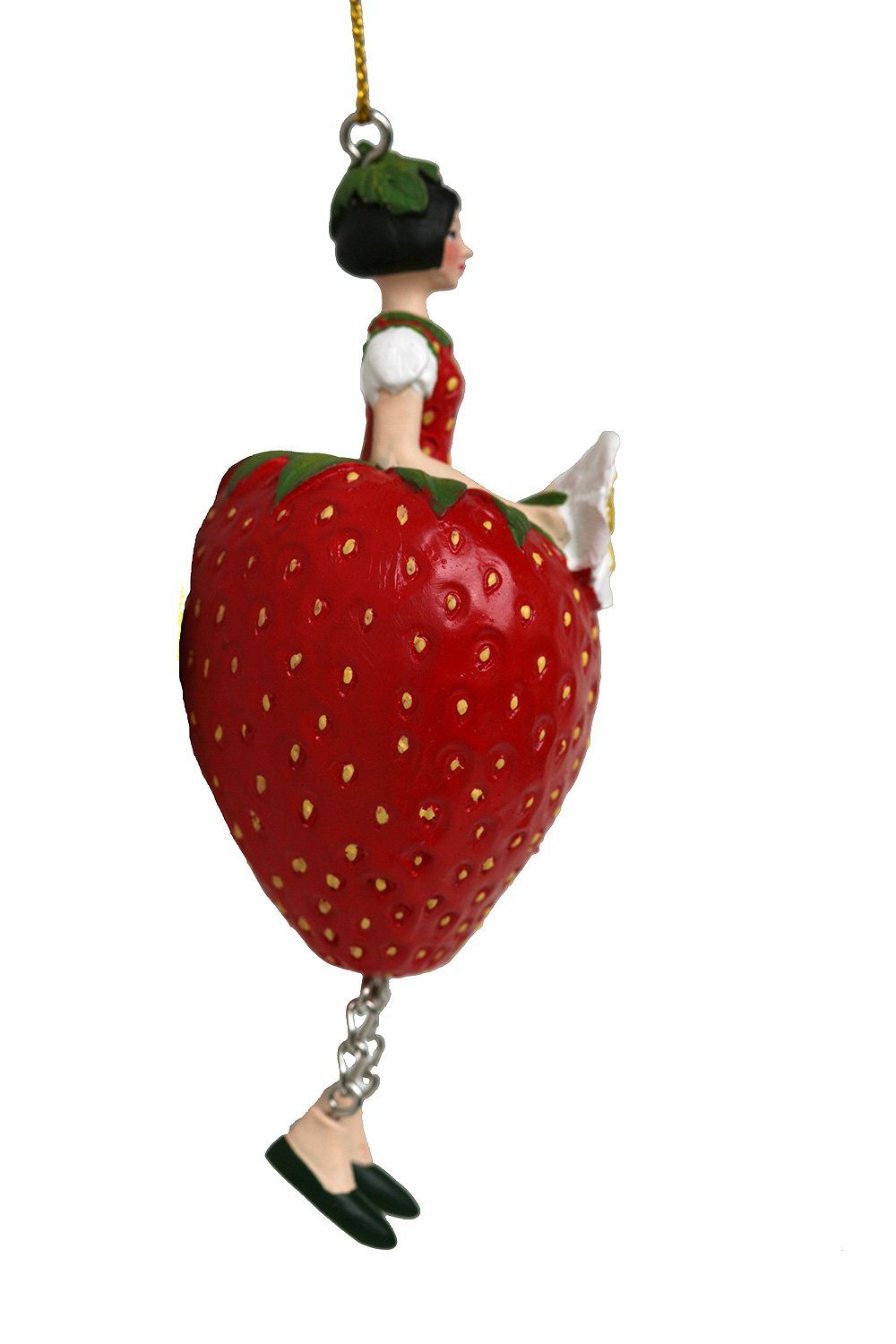 ROSEMARIE SCHULZ Heidelberg Dekofigur Blumenmädchen Figur Erdbeere zum Hängen Dekoobjekt Sammlerstück, Sammlerstück – Bild 2 von 4